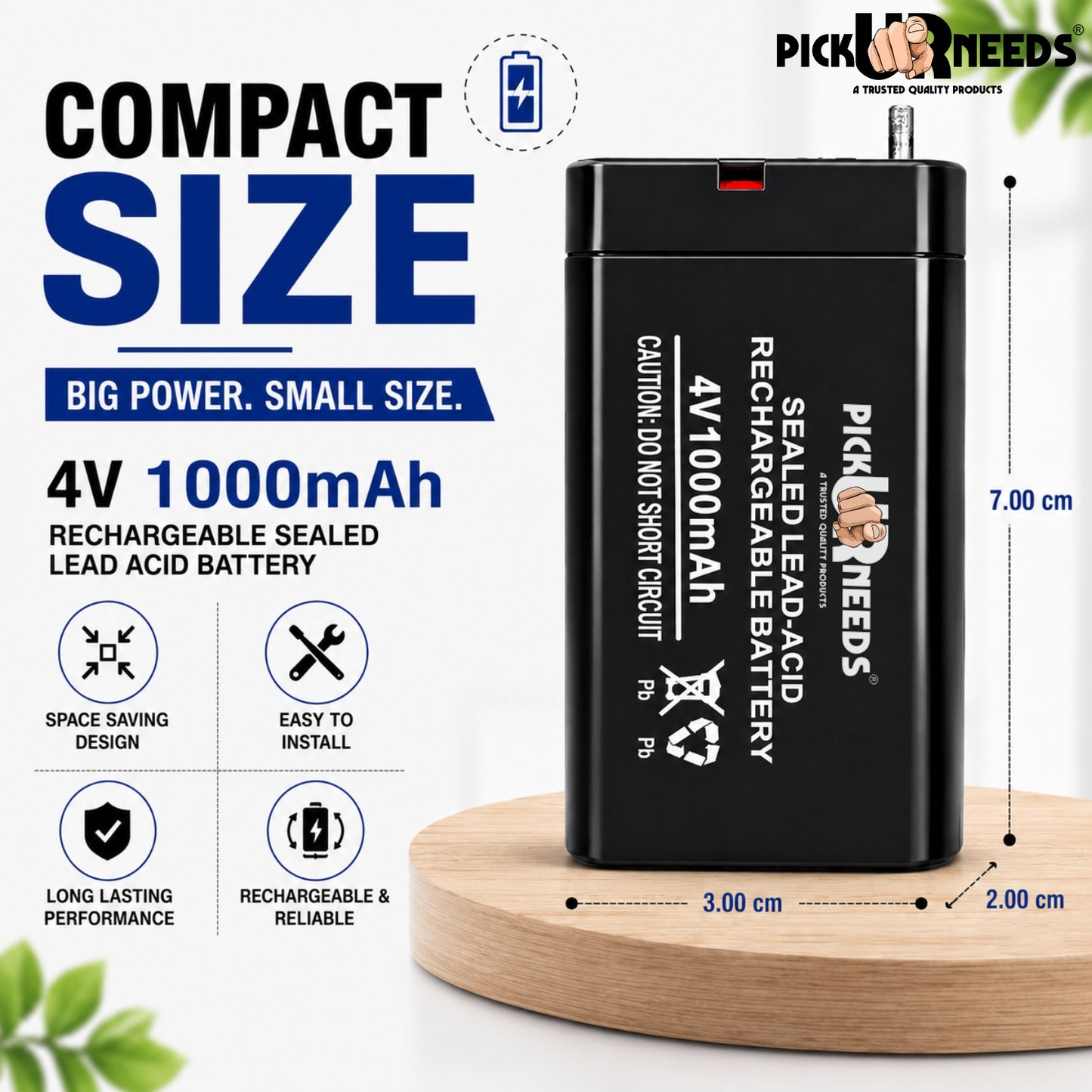 Pick Ur Needs Emergency Light Durable 4V 1000mAh Sealed Lead Acid Battery 4 hrs Lantern Emergency Light (Black)