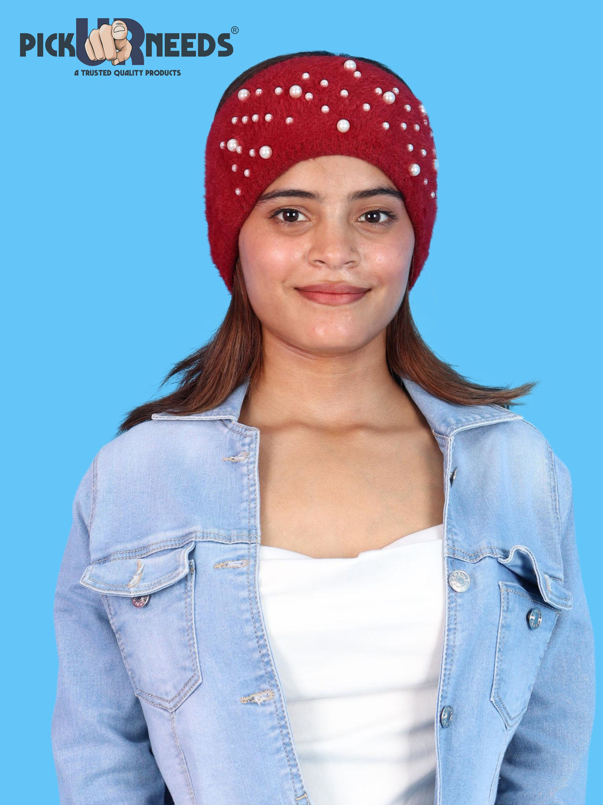 Pick Ur Needs Stylish & Cozy Pearl Embellished Winter Headband