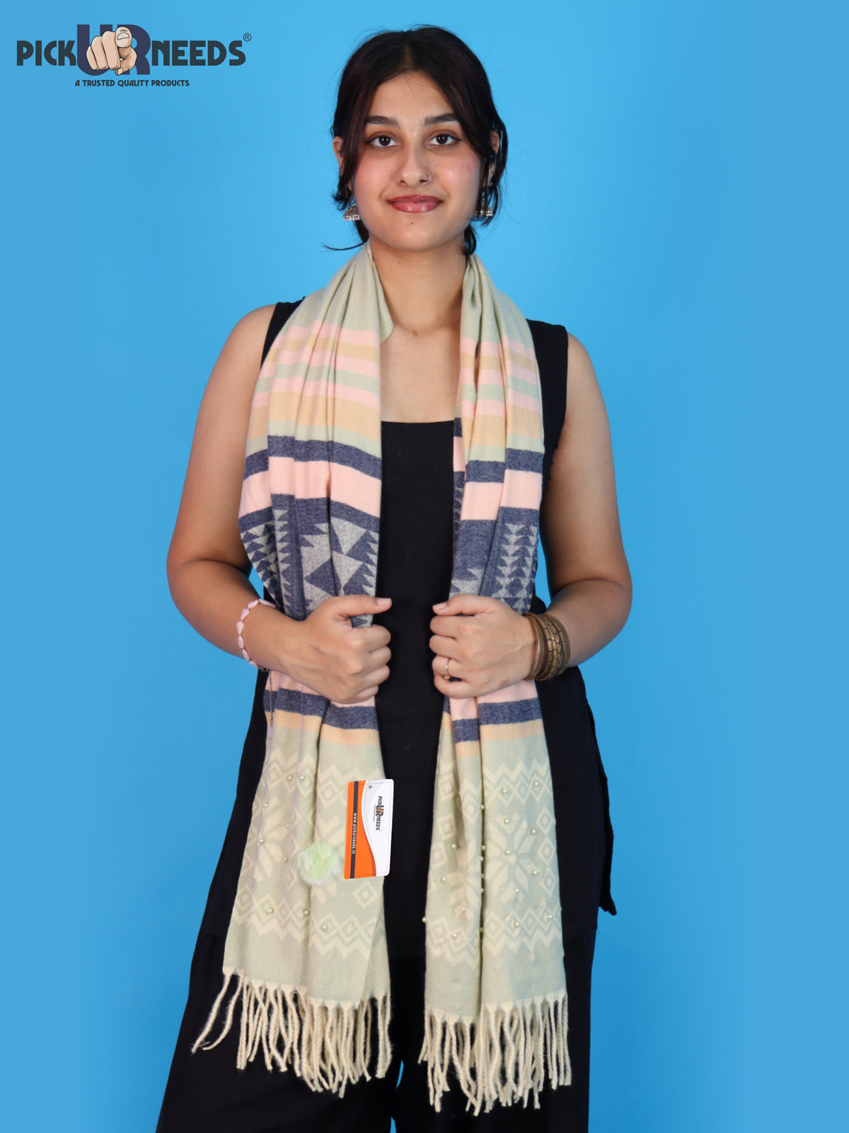 Pick Ur Needs Women Winter Shawl Stole – Soft Warm Printed Wrap with Decorative Tassels, Stylish Winter Girls Scarf