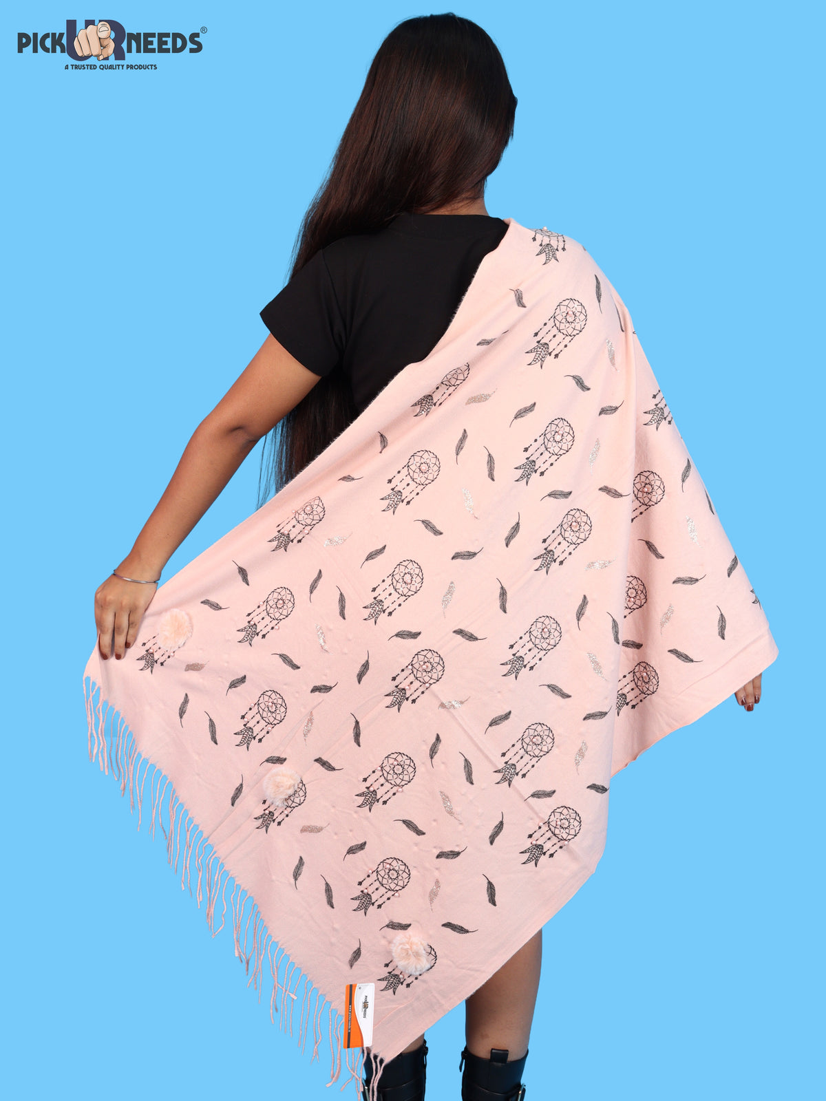 Pick Ur Needs Womens & Girls Muffler & Scarf with Elegant Dreamcatcher Print Soft Warm Lightweight Winter Neck Wrap with Stylish Fringes