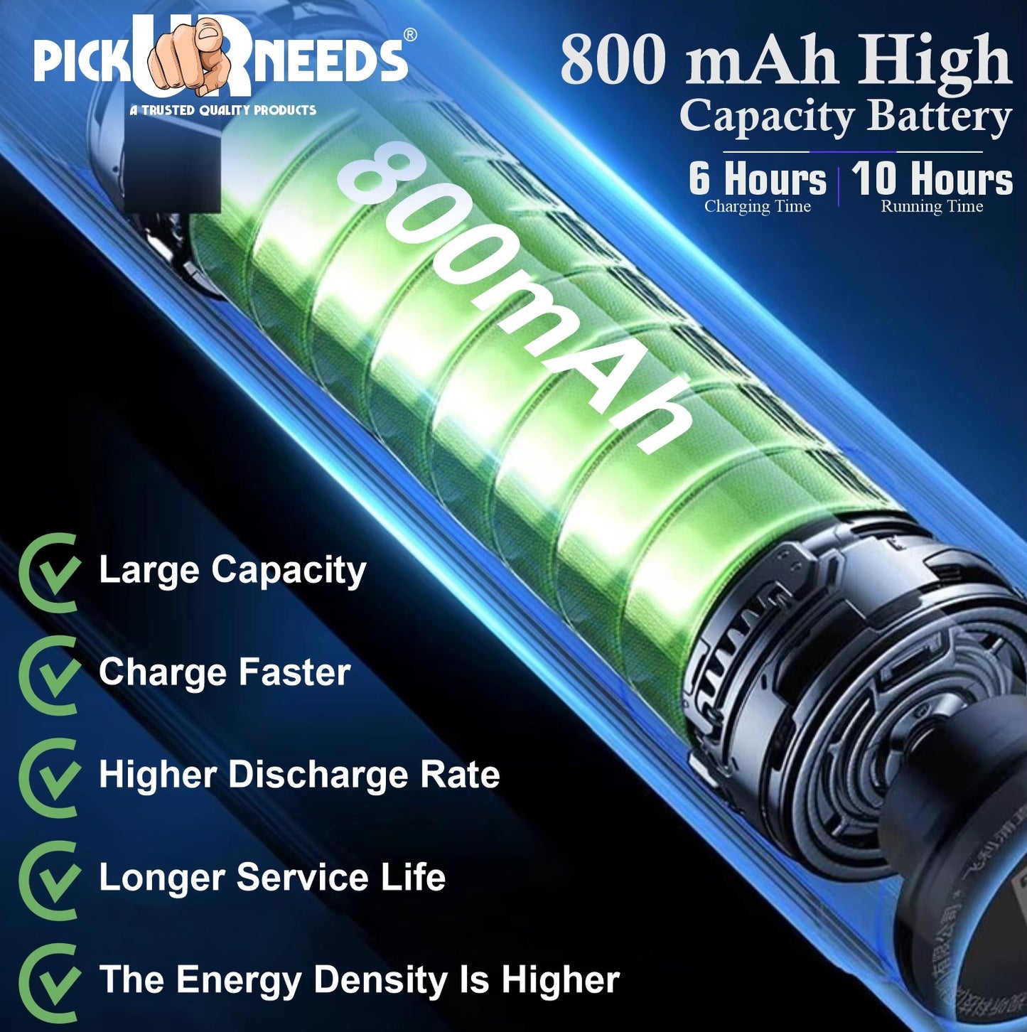 Pick Ur Needs 18W Rechargeable Home Emergency Long Range Torch Search Light 800 mAh Battery 10 hrs Torch Emergency Light  (Black)
