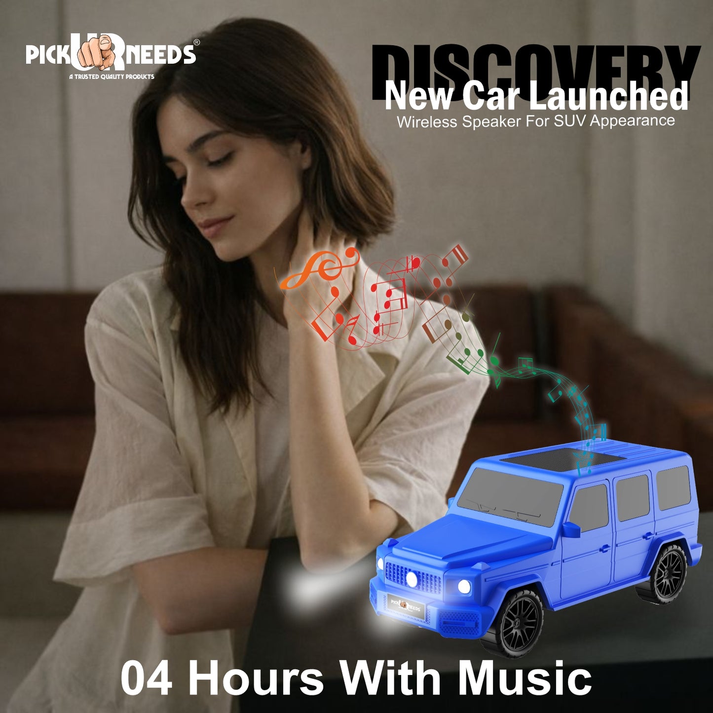 Pick Ur Needs Reachargebale Car Shape Wireless Bluetooth Speaker 10W with 1200mAh Battery, Multi-Play Modes BT/USB/AUX/TF, SUV Design Portable Speaker