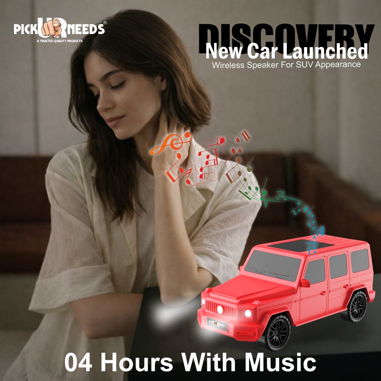 Pick Ur Needs Reachargebale Car Shape Wireless Bluetooth Speaker 10W with 1200mAh Battery, Multi-Play Modes BT/USB/AUX/TF, SUV Design Portable Speaker