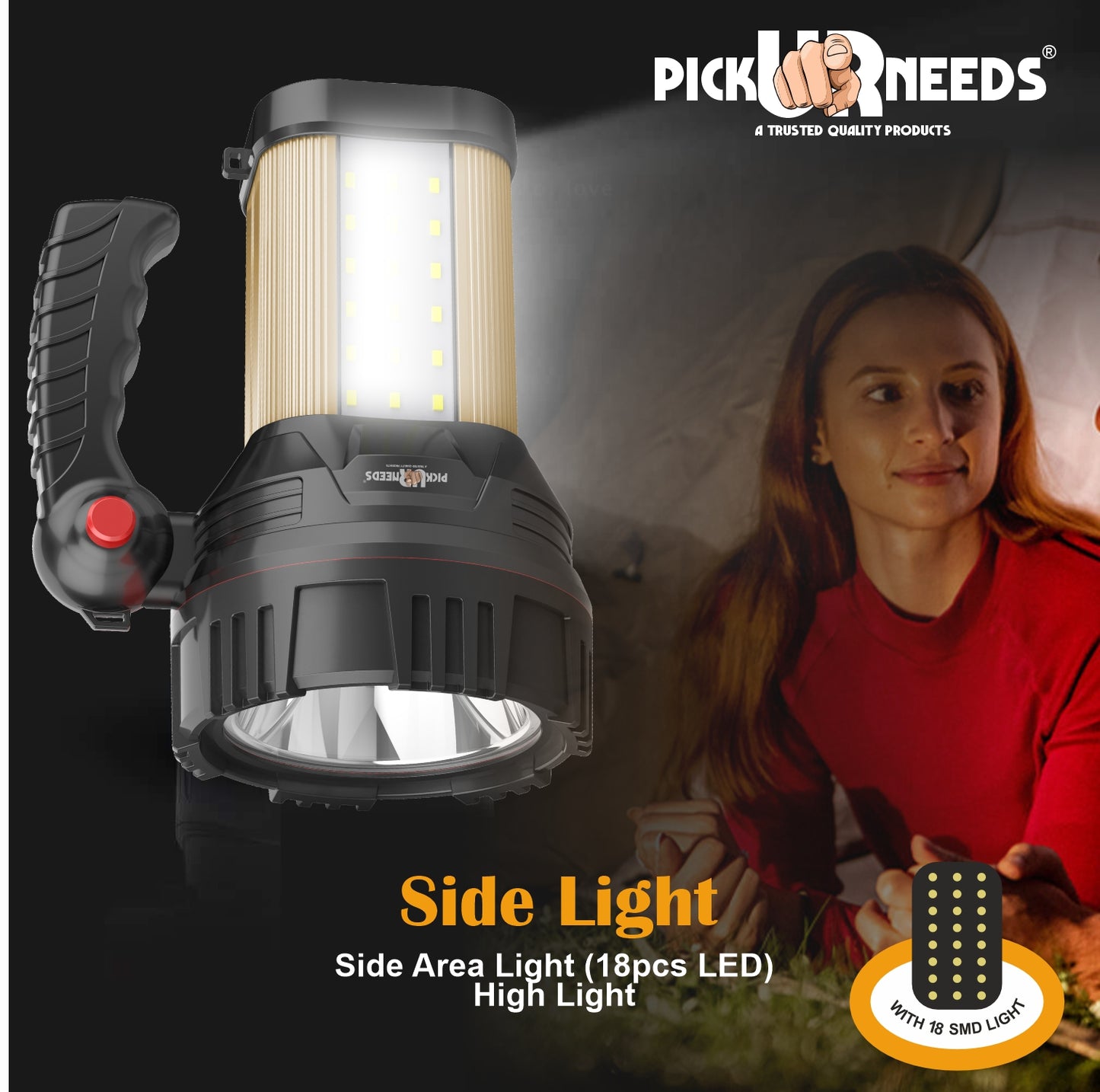 Pick Ur Needs 250W Rechargeable LED Light with 18 SMD High Power Searchlight 1500mAh 12 hrs Torch Emergency Light