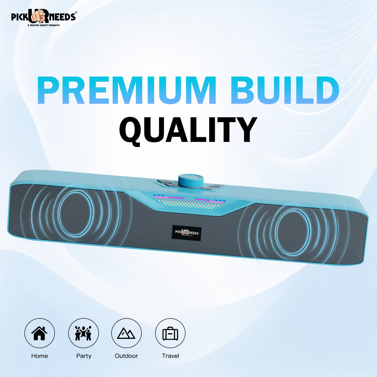 Pick Ur Needs Rechargeable Wireless Bluetooth Soundbar Speaker 20W with Dynamic RGB Lights Portable Sound Bar 1200mAh Battery