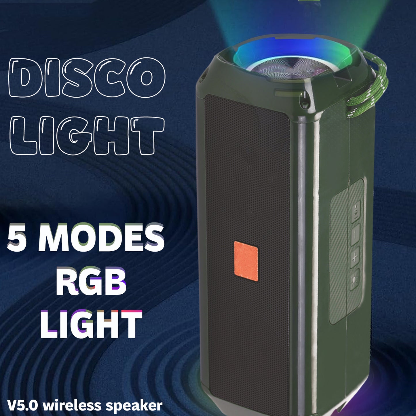Pick Ur Needs Bluetooth 5.0 Portable Wireless Speaker with RGB Disco Light, 5 Light Modes, USB/TF Card Support & 3 Hours Playtime