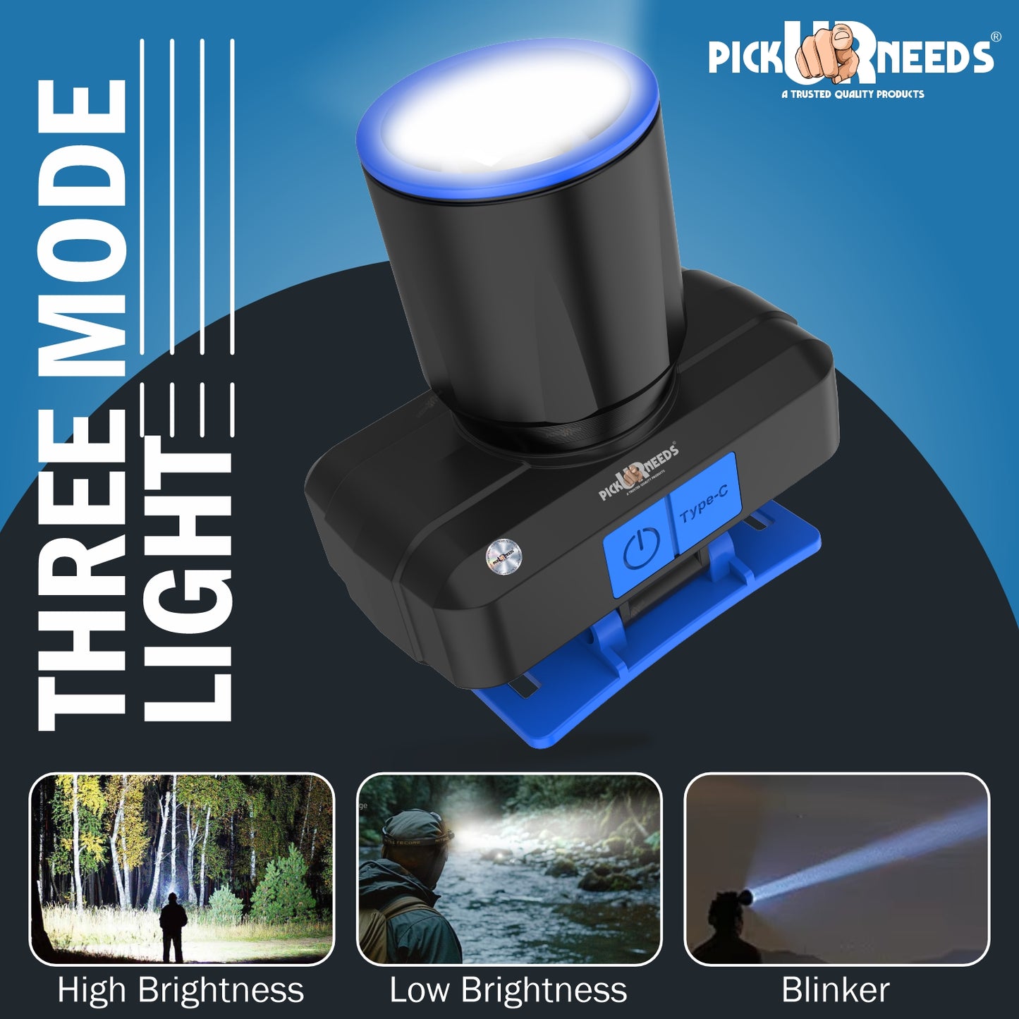 Pick Ur Needs Zoomable Rechargeable 100W Bright LED Head Lamp 1200mAh Battery 3 hrs Torch Emergency Light