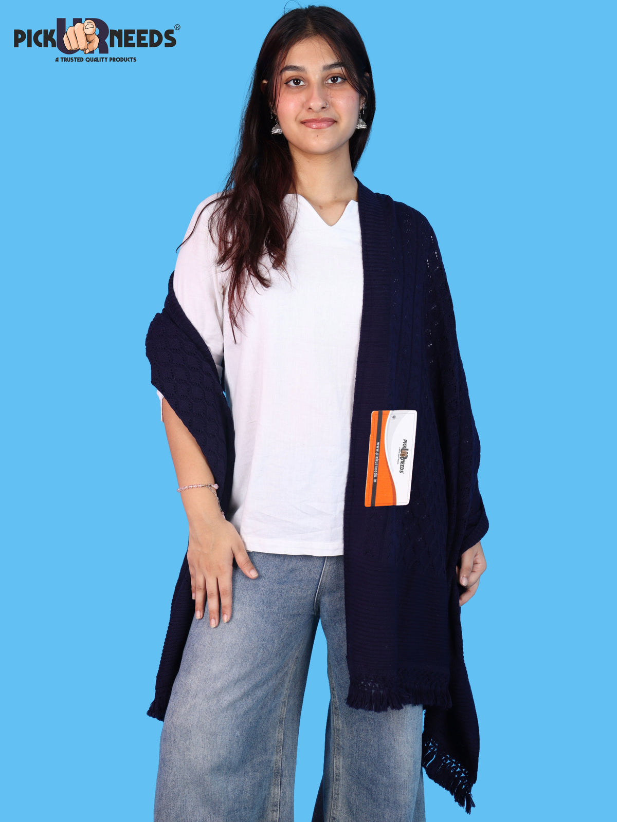 Pick Ur Needs Wool Self Design Women Shawl