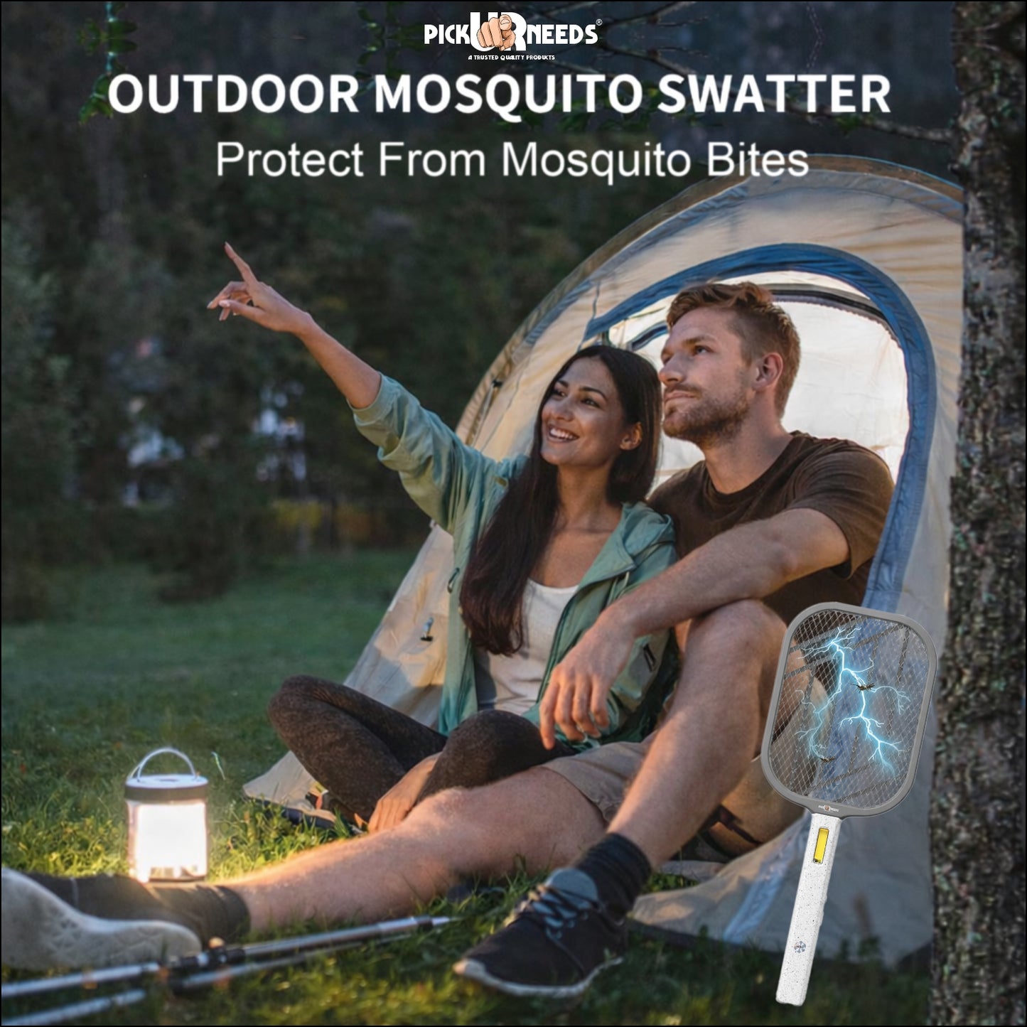 Pick Ur Needs Mosquito Bat/Racket Rechargeable Electric Insect Killer for Indoor Outdoor Use