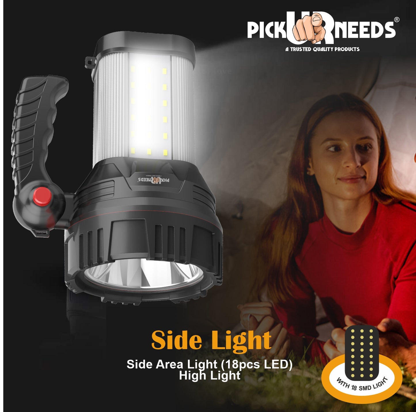 Pick Ur Needs 250W Rechargeable LED Light with 18 SMD High Power Searchlight 1500mAh 12 hrs Torch Emergency Light