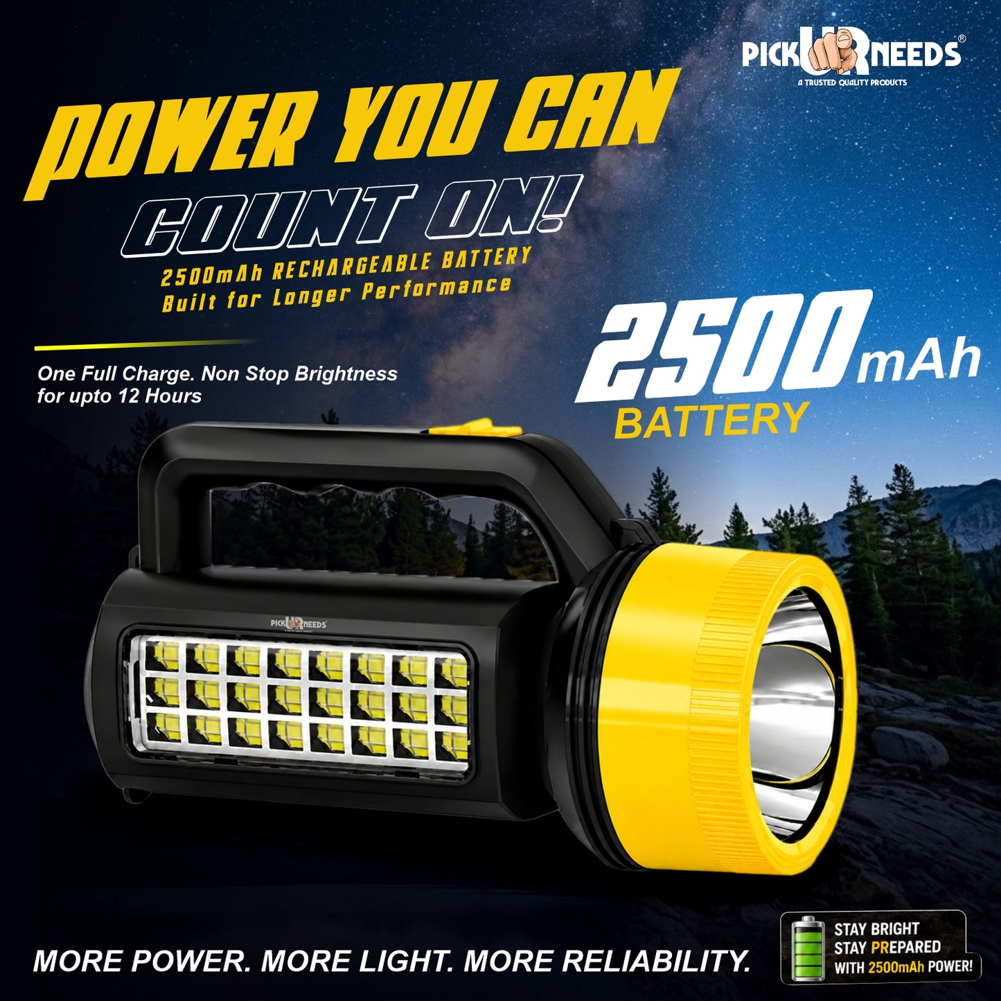 Pick Ur Needs 75W Emergency Long Range Rechargeable Search Laser with 24 SMD Bright Torch Light