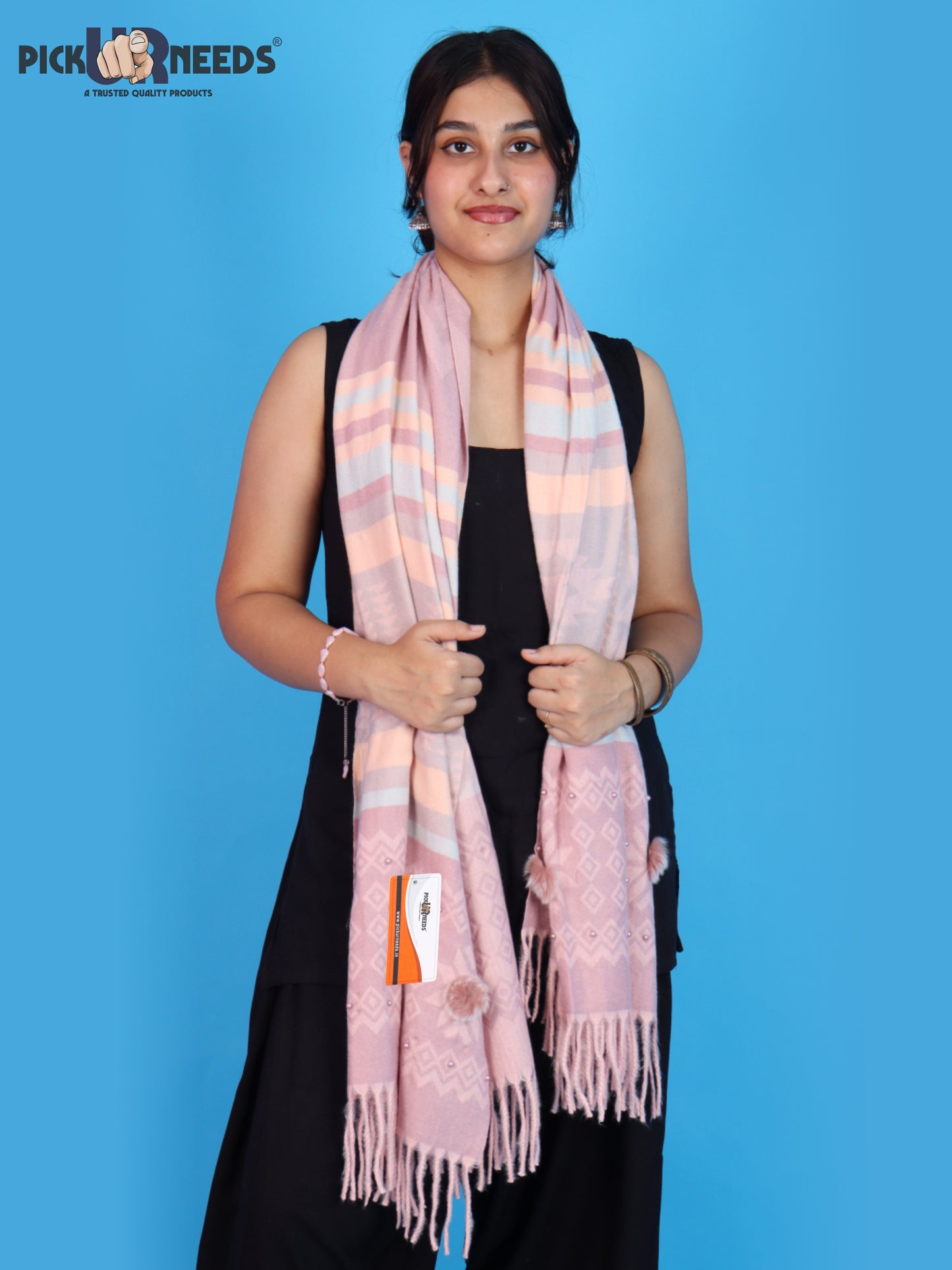 Pick Ur Needs Women Winter Shawl Stole – Soft Warm Printed Wrap with Decorative Tassels, Stylish Winter Girls Scarf