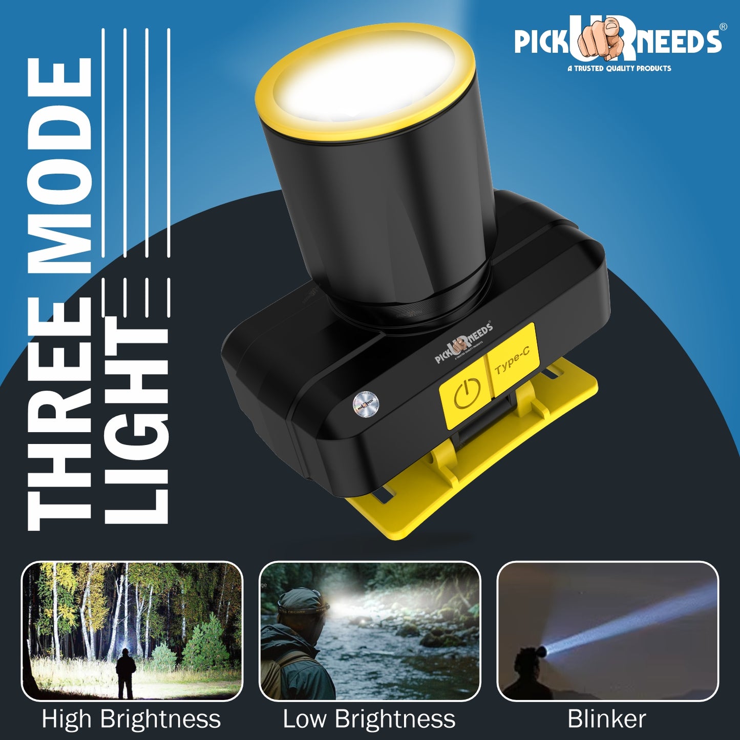 Pick Ur Needs Zoomable Rechargeable 100W Bright LED Head Lamp 1200mAh Battery 3 hrs Torch Emergency Light