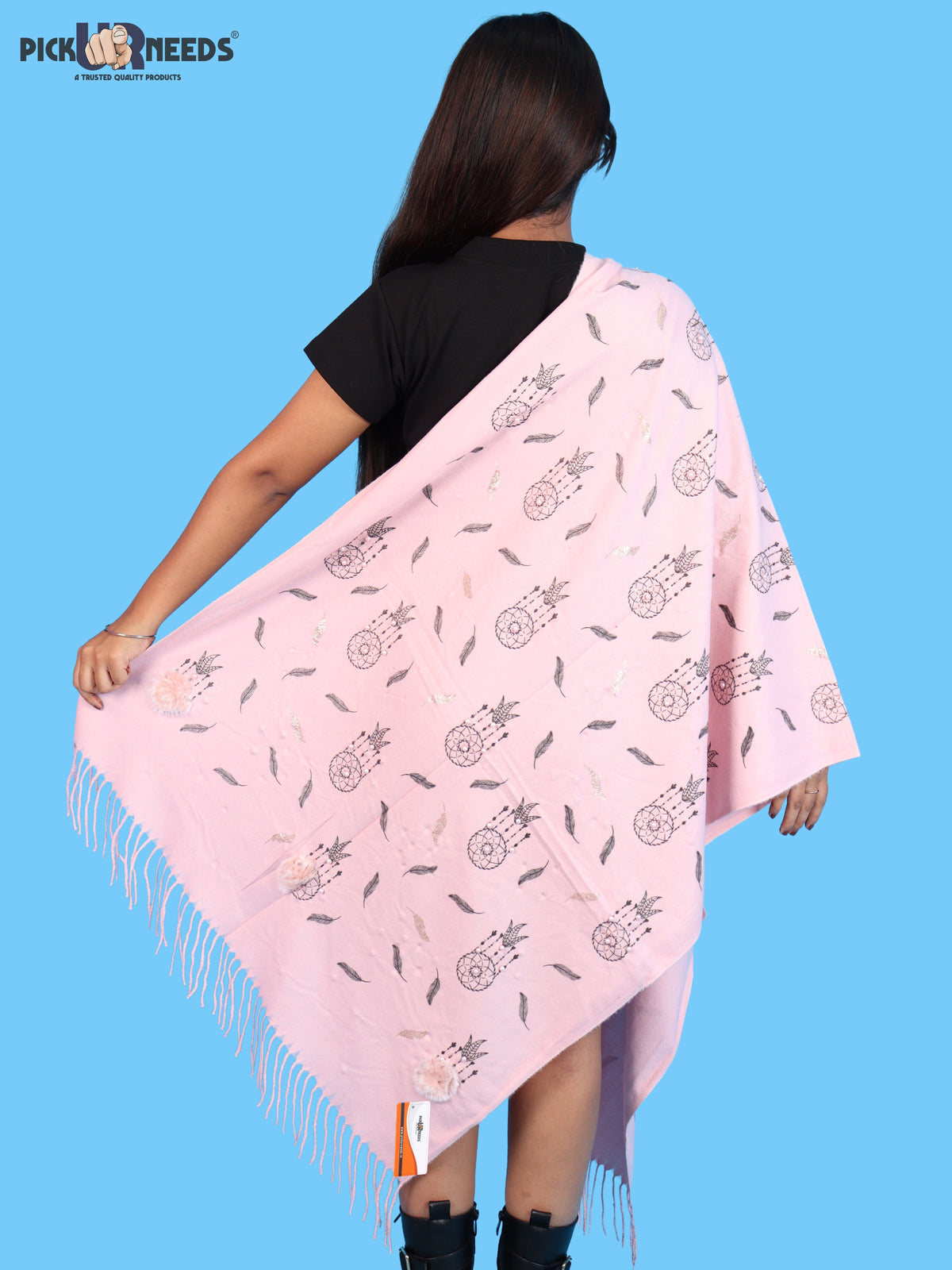 Pick Ur Needs Womens & Girls Muffler & Scarf with Elegant Dreamcatcher Print Soft Warm Lightweight Winter Neck Wrap with Stylish Fringes