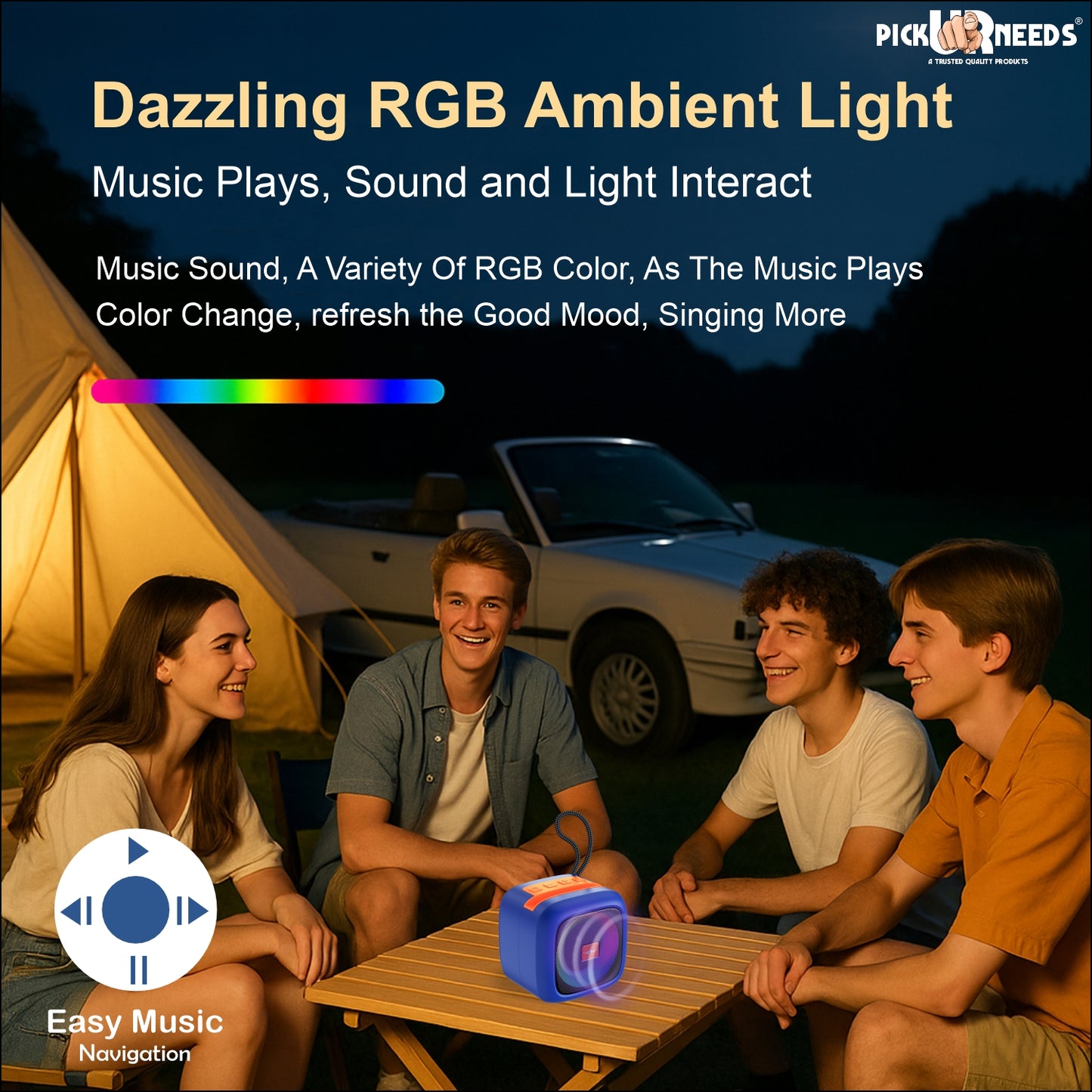 Pick Ur Needs Portable Wireless Extra Bass Mini DJ Bluetooth Party Speaker with RGB Lightshow 5 W Bluetooth Speaker  (Green, 5.0 Channel)