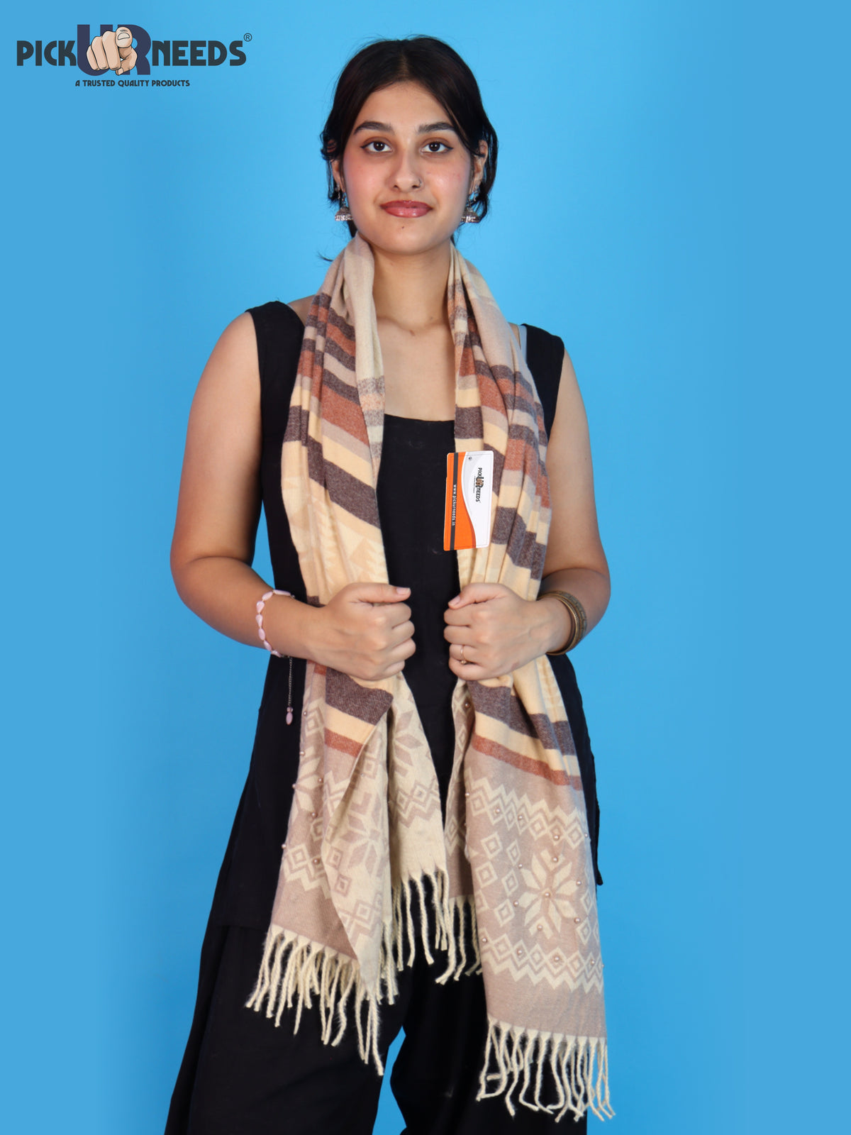 Pick Ur Needs Women Winter Shawl Stole – Soft Warm Printed Wrap with Decorative Tassels, Stylish Winter Girls Scarf