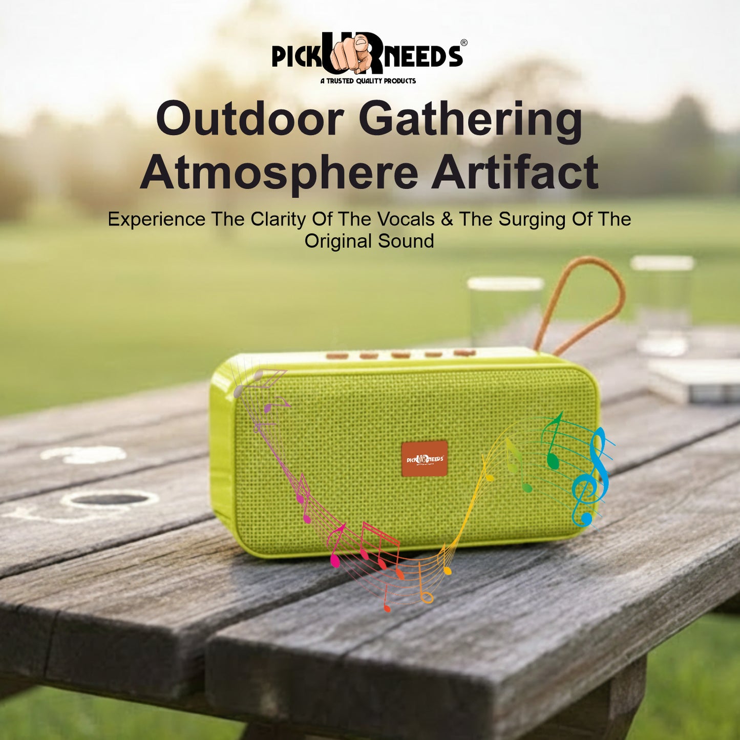 Pick Ur Needs 10W Portable Wireless Mini Bluetooth Speaker  1200mAh Battery  4H Playtime  Type-C, USB & TF Card Support