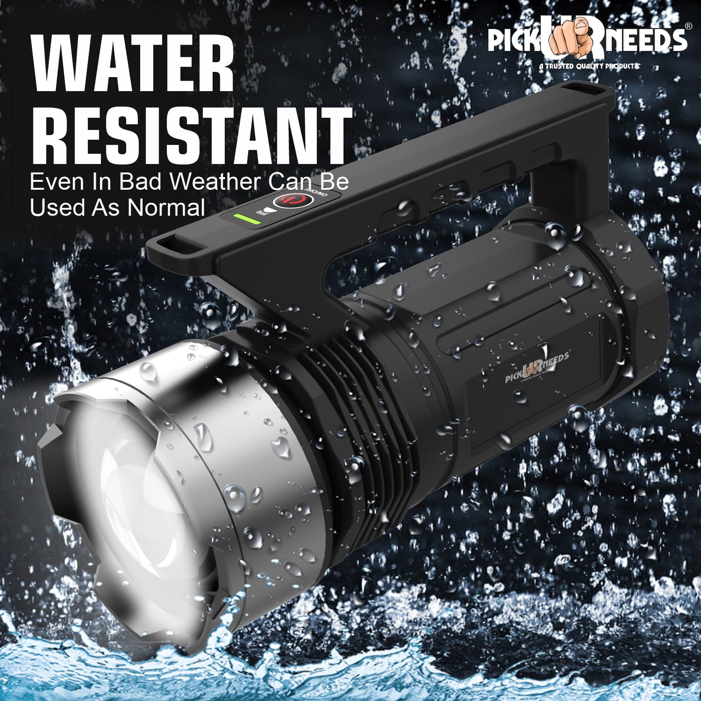 Pick Ur Needs Adjustable Focus 250 Watt Laser Torch Light 6000mAh Lithium Battery Metal Head 5 hrs Torch Emergency Light  (Copper)