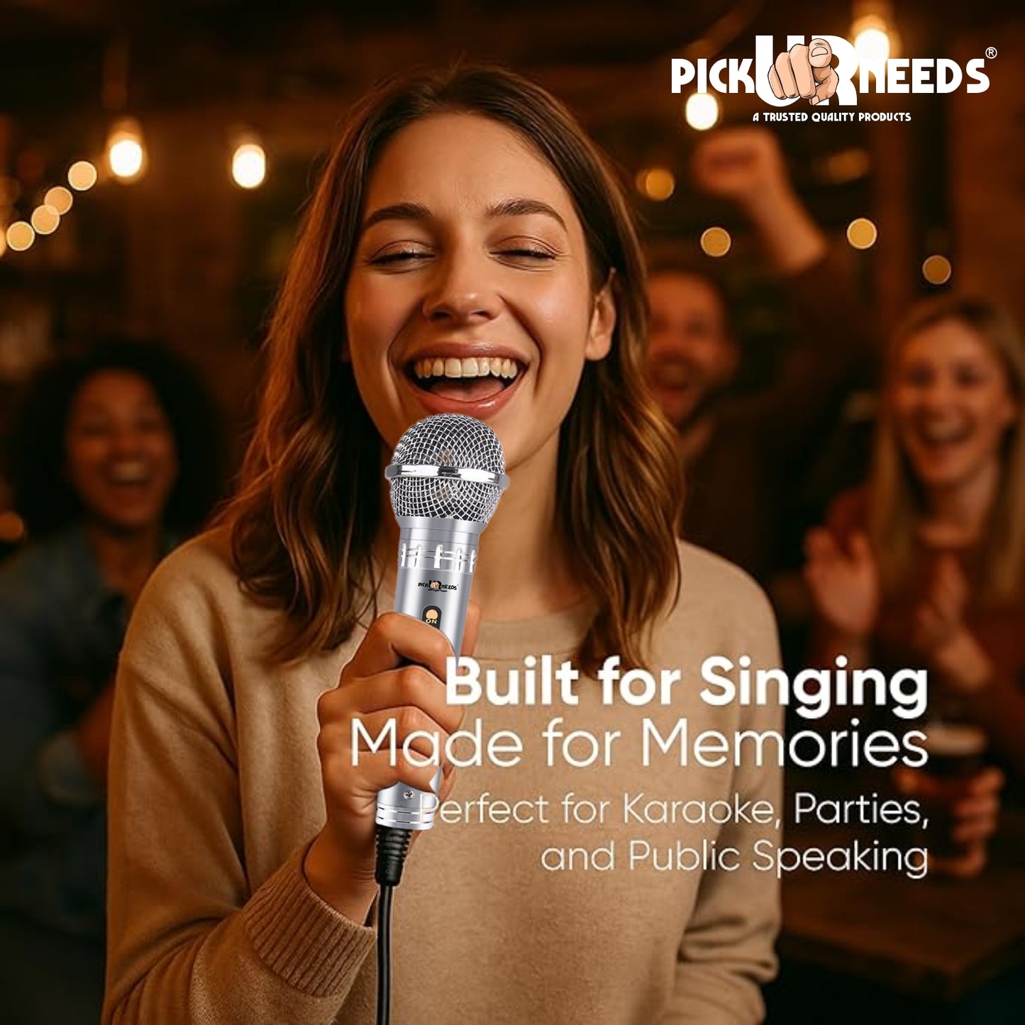 Pick Ur Needs Professional Dynamic Microphone – Wired Cardioid Mic, All-Metal Body- Corded Mic Microphone