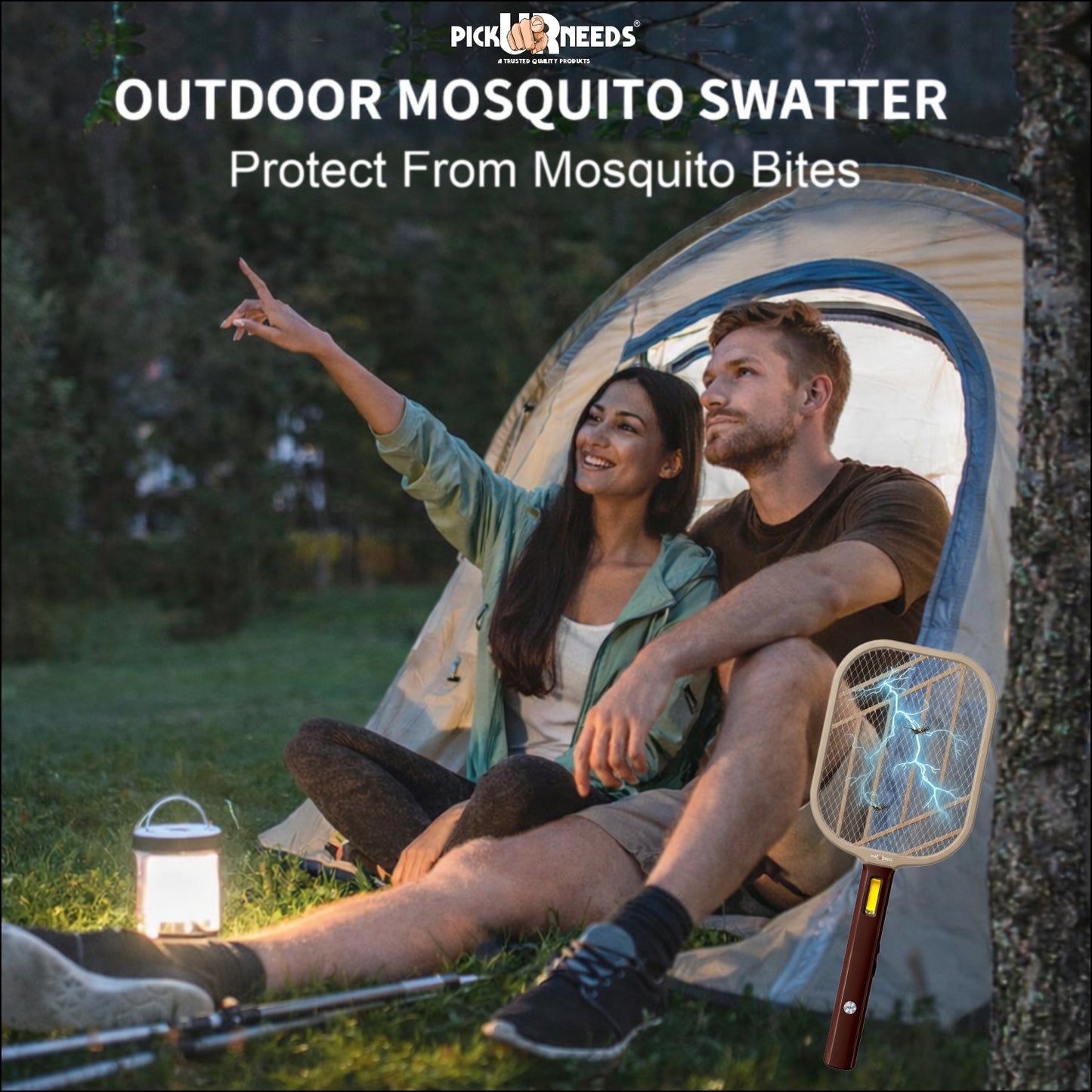 Pick Ur Needs Mosquito Bat/Racket Rechargeable Electric Insect Killer for Indoor Outdoor Use