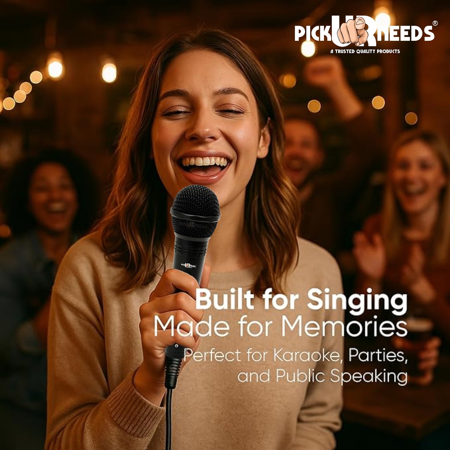 Pick Ur Needs Professional Dynamic Microphone – Wired Cardioid Mic, All-Metal Body- Corded Mic Microphone