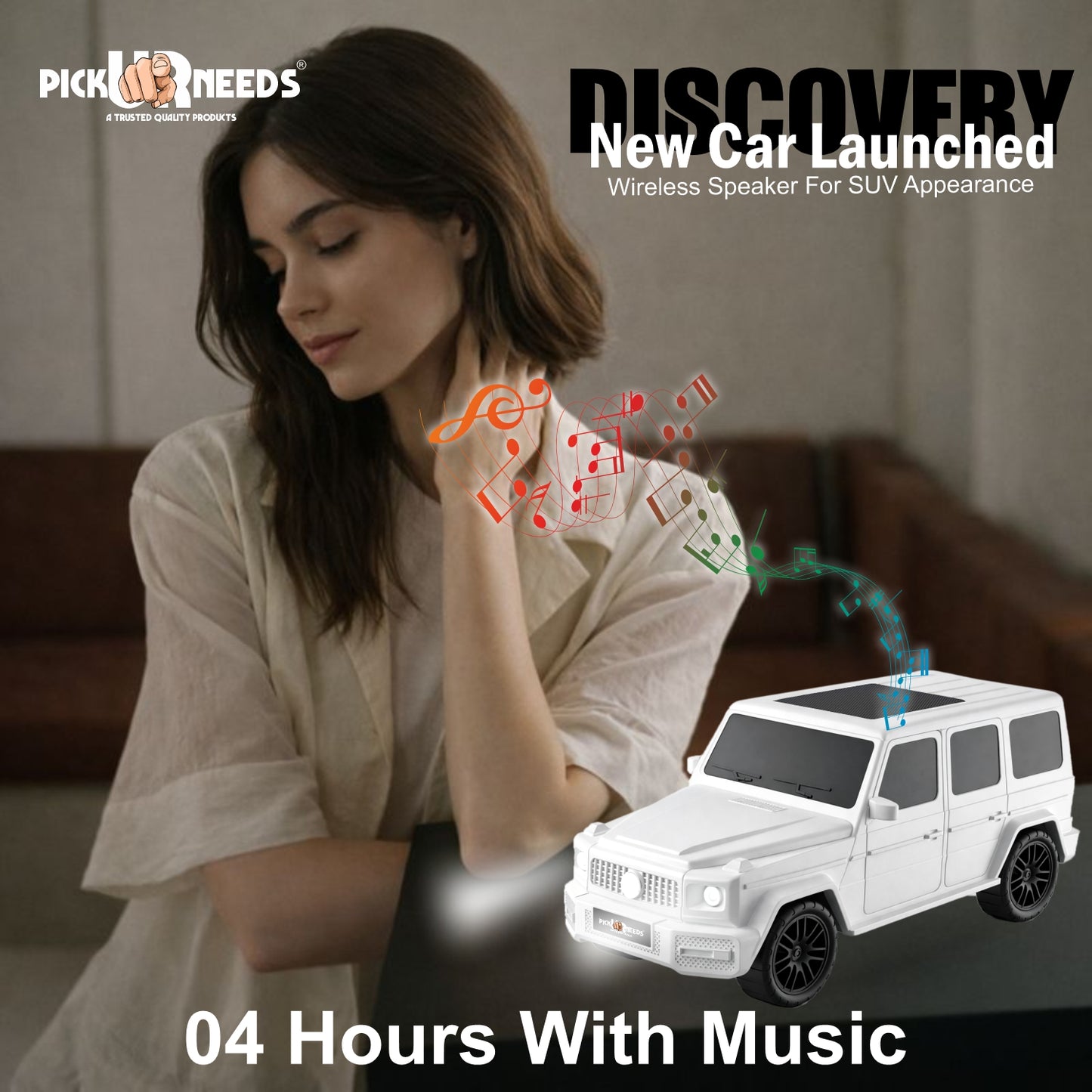 Pick Ur Needs Reachargebale Car Shape Wireless Bluetooth Speaker 10W with 1200mAh Battery, Multi-Play Modes BT/USB/AUX/TF, SUV Design Portable Speaker