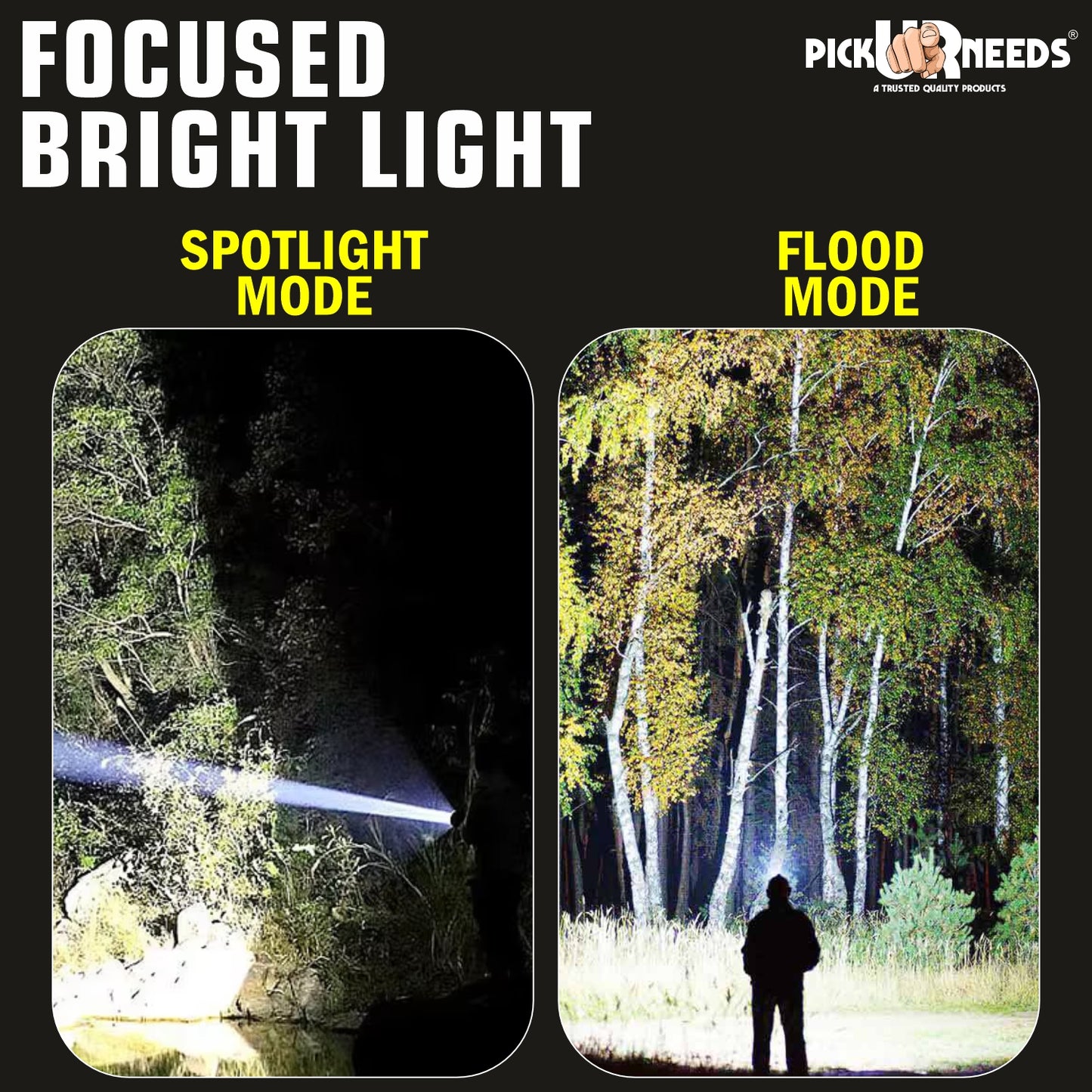 Pick Ur Needs Rechargeable 100W Small Search Metal Torch+3 Brightness Mode+Side RWB COB LED 3 hrs Torch Emergency Light