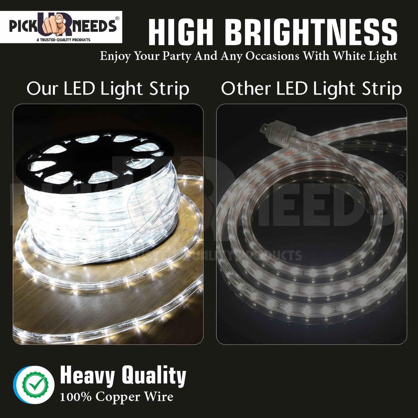 Pick Ur Needs 20M 2400 LED Strip Light-ultra-bright, energy-efficient white LED strip.