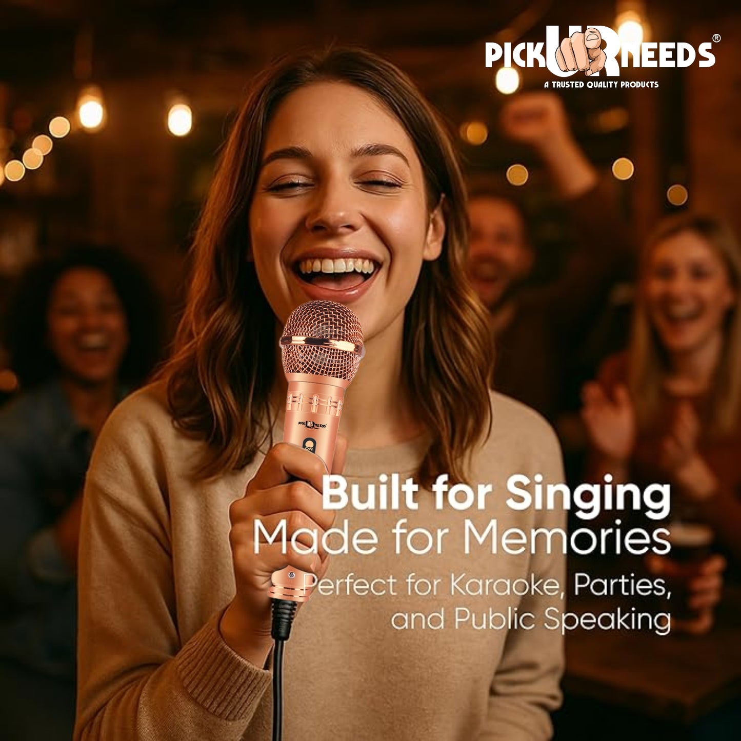 Pick Ur Needs Professional Dynamic Microphone – Wired Cardioid Mic, All-Metal Body- Corded Mic Microphone