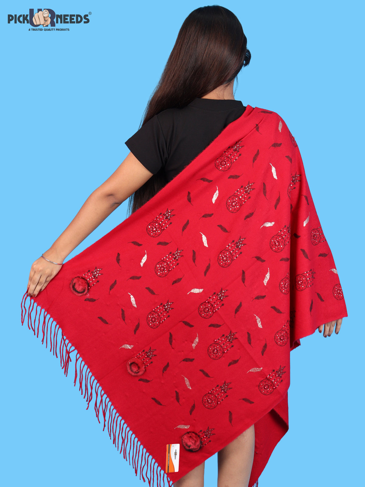 Pick Ur Needs Womens & Girls Muffler & Scarf with Elegant Dreamcatcher Print Soft Warm Lightweight Winter Neck Wrap with Stylish Fringes