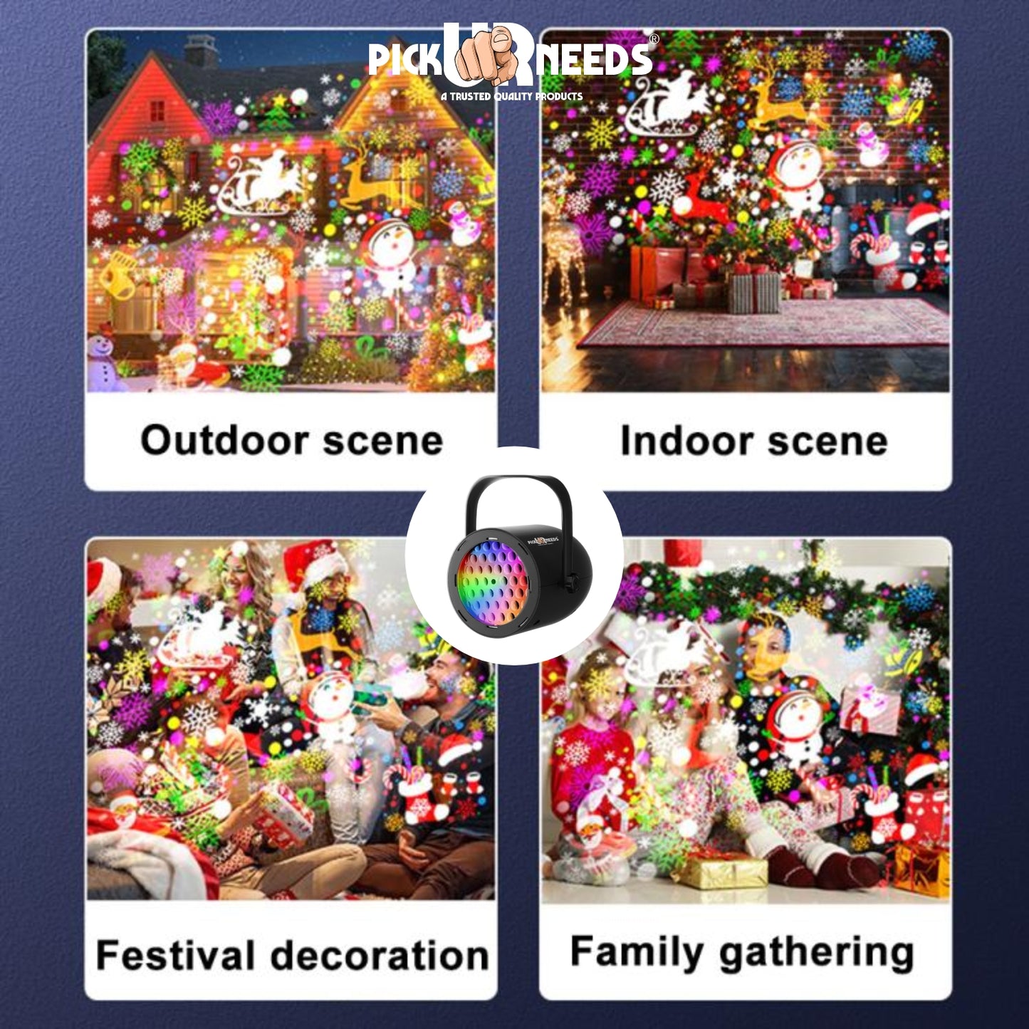 Pick Ur Needs Christmas LED Projection Lamp with 16 Pattern Rotating Effects Indoor Outdoor Decorative Light for Festival, Party, Xmas Tree & Home Décor | Waterproof Disco Projection Light