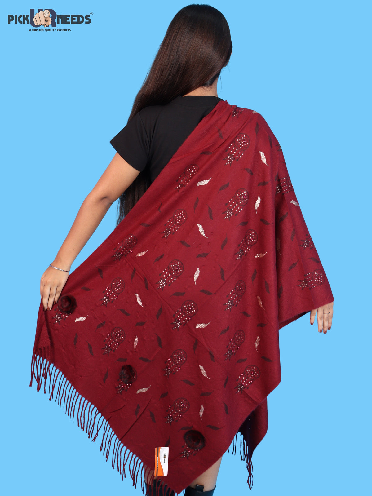 Pick Ur Needs Womens & Girls Muffler & Scarf with Elegant Dreamcatcher Print Soft Warm Lightweight Winter Neck Wrap with Stylish Fringes