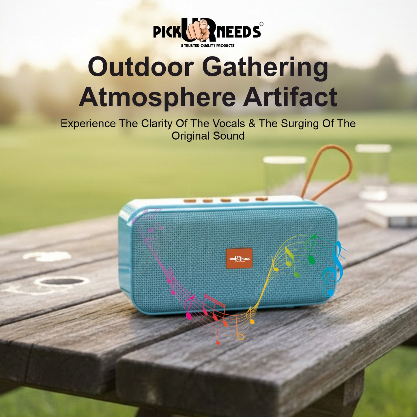 Pick Ur Needs 10W Portable Wireless Mini Bluetooth Speaker  1200mAh Battery  4H Playtime  Type-C, USB & TF Card Support