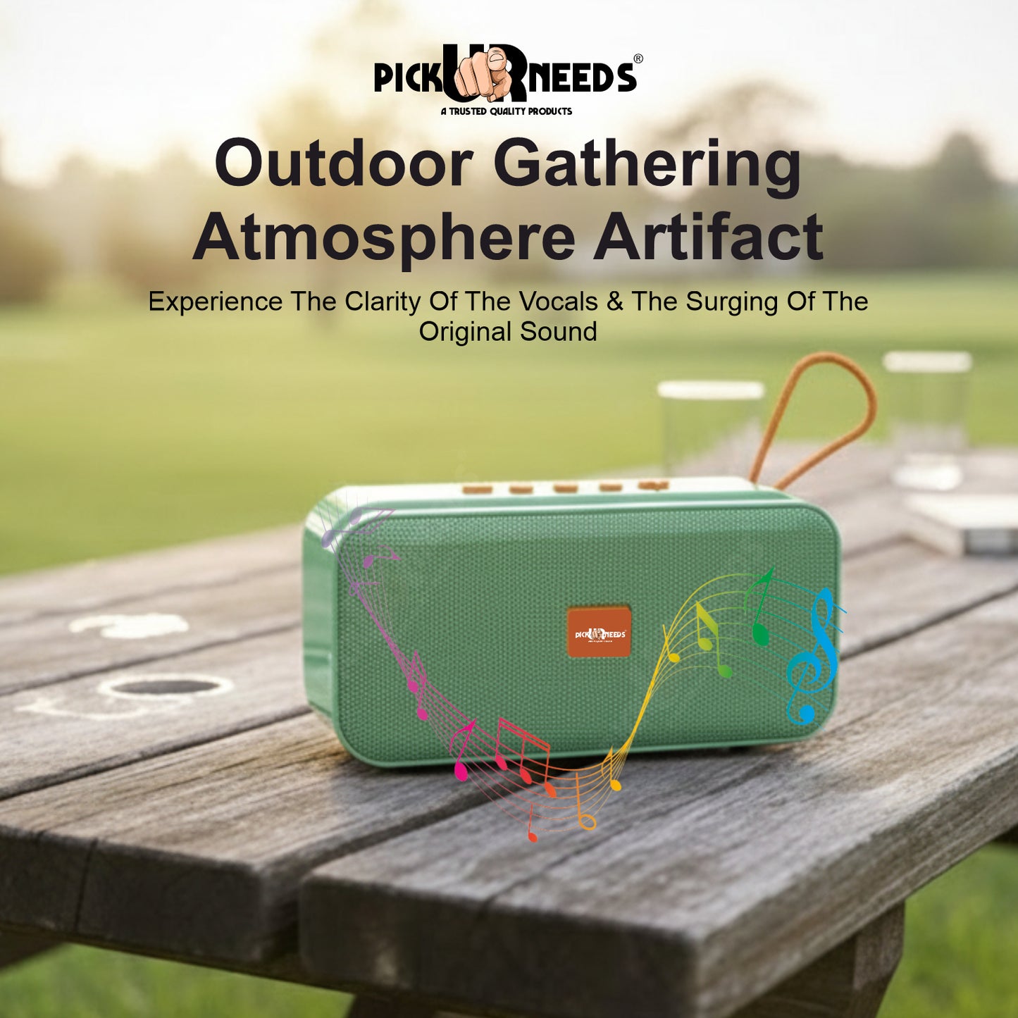 Pick Ur Needs 10W Portable Wireless Mini Bluetooth Speaker  1200mAh Battery  4H Playtime  Type-C, USB & TF Card Support