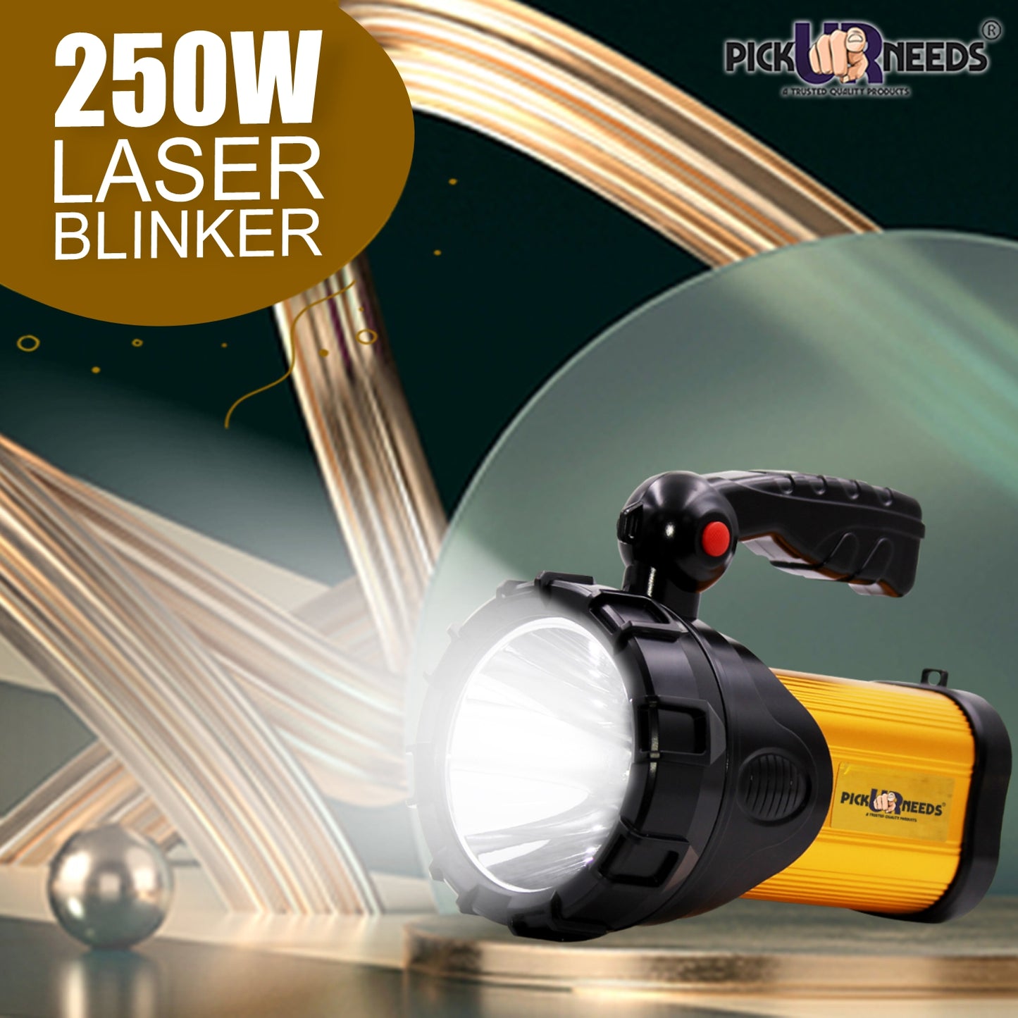 Pick Ur Needs 250W Kissan Long Range Rechargeable Emergency Search Torch | High Power LED Spotlight | 4500mAh Lithium Battery | Handheld Torch with Charger