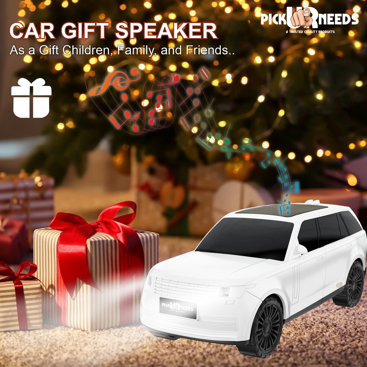 Pick Ur Needs Car Shape Wireless Bluetooth Portable Rechargeable Speaker LED Headlights  TF Card, USB, AUX, Type-C