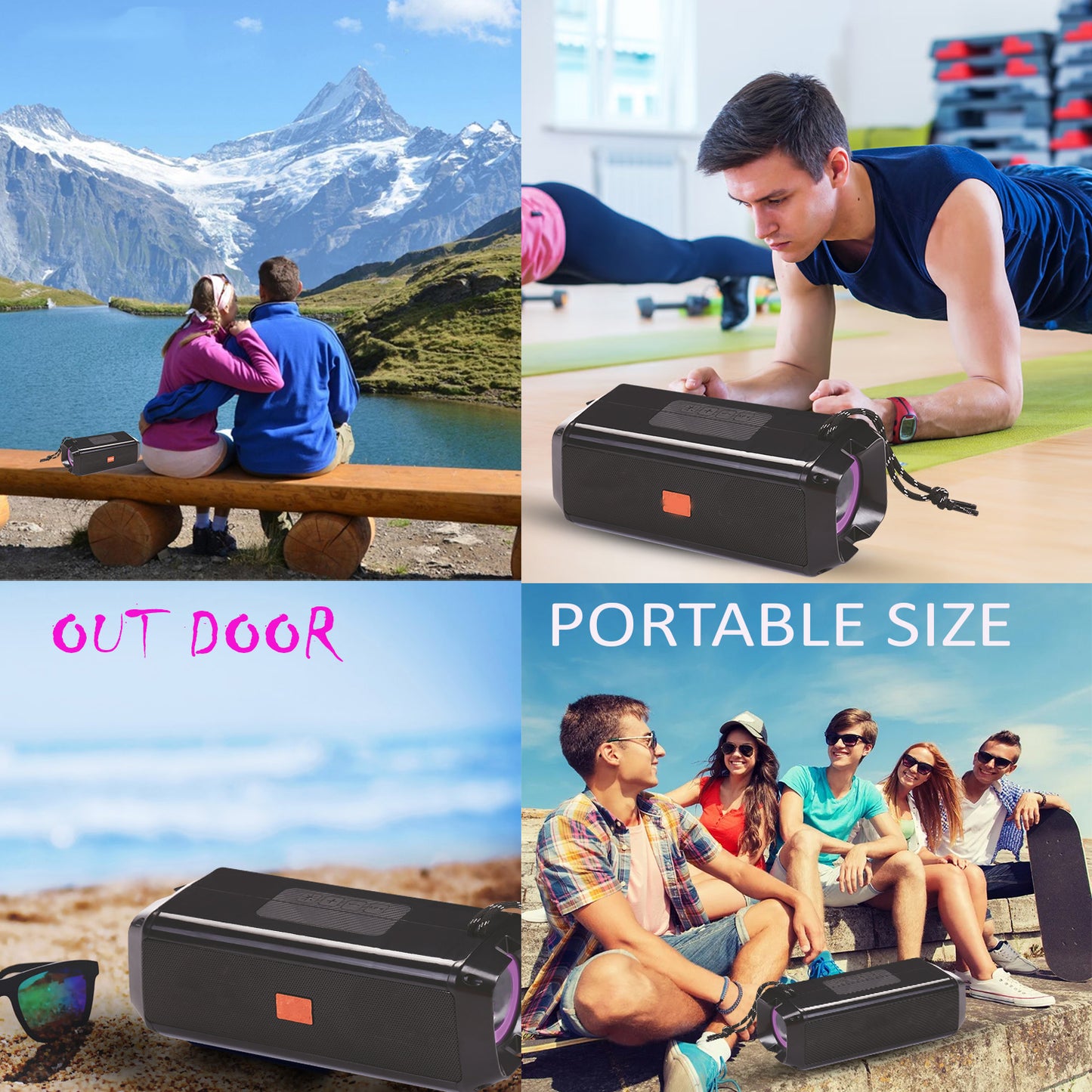 Pick Ur Needs Bluetooth 5.0 Portable Wireless Speaker with RGB Disco Light, 5 Light Modes, USB/TF Card Support & 3 Hours Playtime