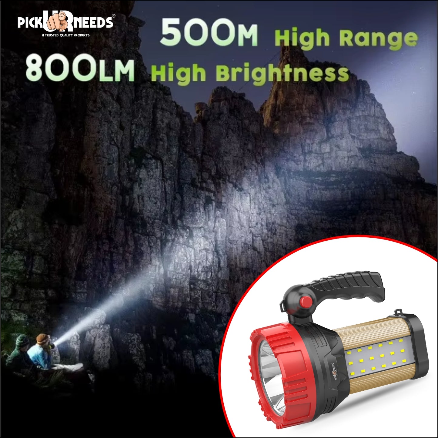 Pick Ur Needs 250W Rechargeable LED Light with 18 SMD High Power Searchlight 1500mAh 12 hrs Torch Emergency Light