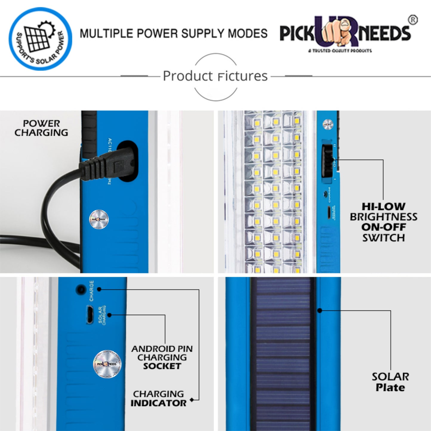 Pick Ur Needs Rechargeable 60 LED Mini Light With InBuilt Solar Panel Emergency Lantern Light