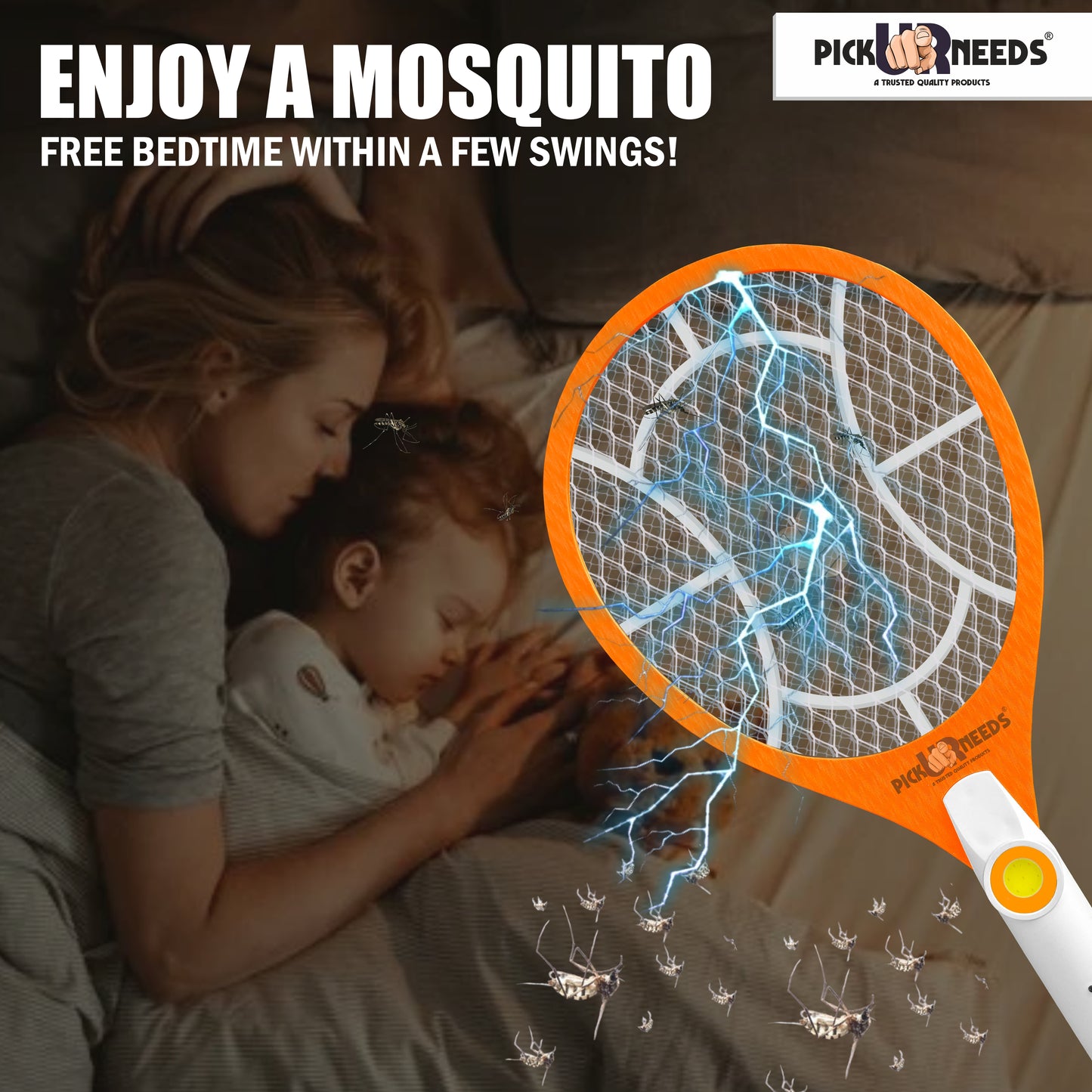 Pick Ur Needs Rechargeable Mosquito Racket / Bat With Cob Light For Mosquito Killing Electric Insect Killer Indoor, Outdoor (Bat)