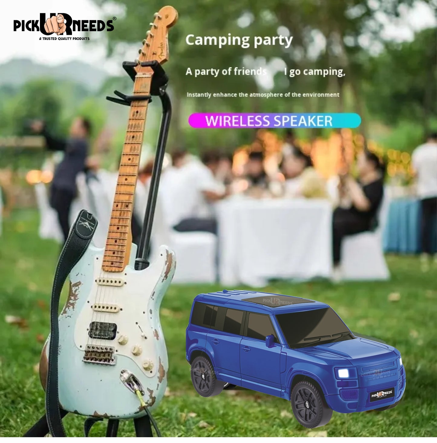 Pick Ur Needs Portable 10W Car Shape Bluetooth Wireless Speaker with Deep Bass 1200mAh Battery Support FM Radio, USB, TF Card, TWS Stylish SUV Design