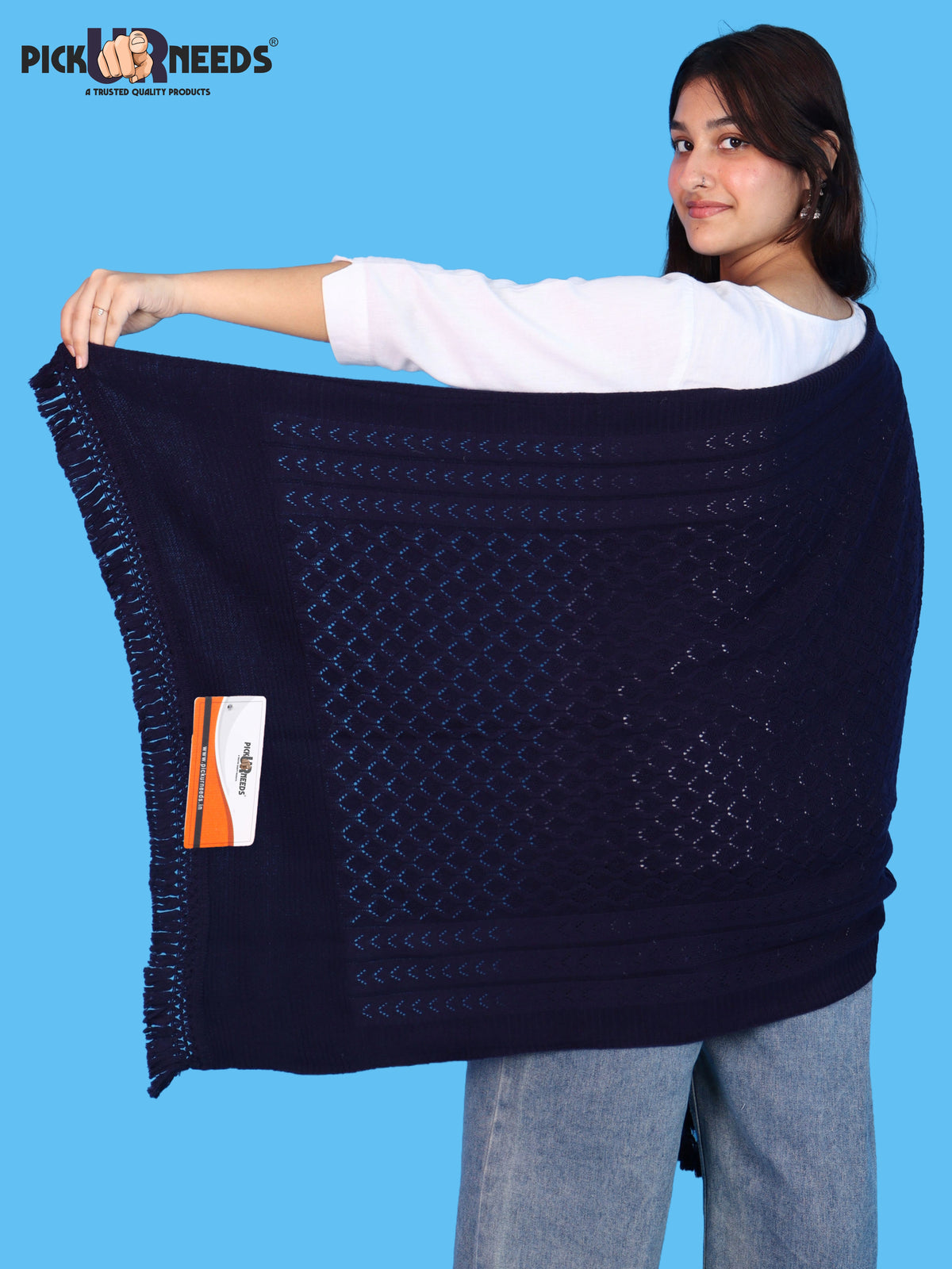 Pick Ur Needs Wool Self Design Women Shawl
