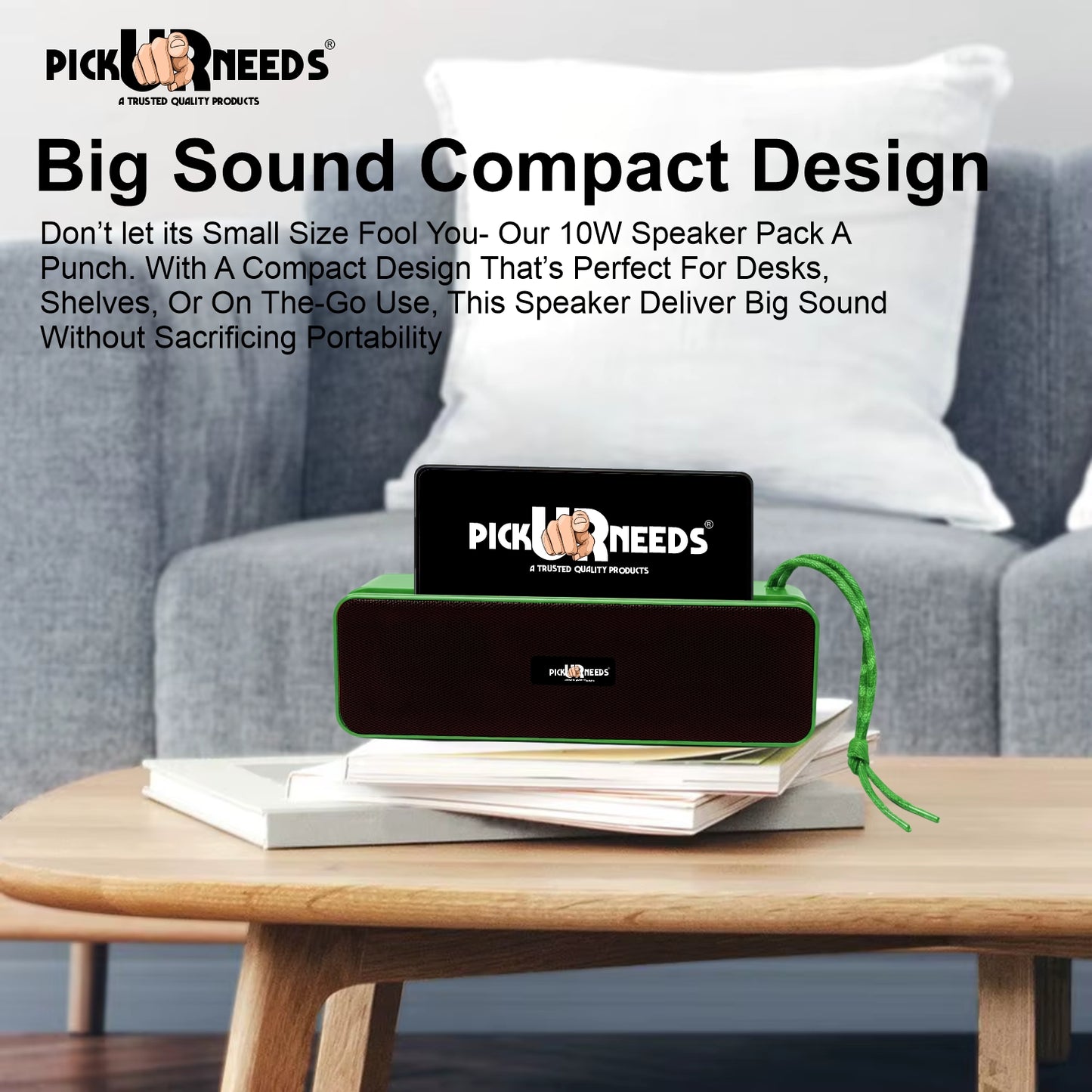 Pick Ur Needs Rechargeable Wireless 10W Bluetooth Speaker with 1800mAh Battery,FM Radio, AUX, TF Card, 6hrs Playtime