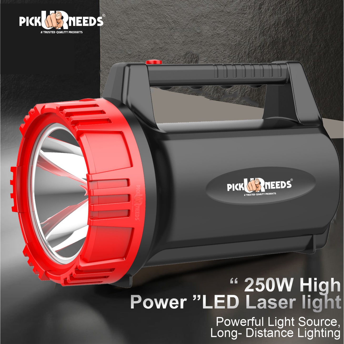 Pick Ur Needs 250W High Power LED Laser Search Light Long Distance Rechargeable Emergency Torch Heavy Duty Handheld Spotlight with Handle