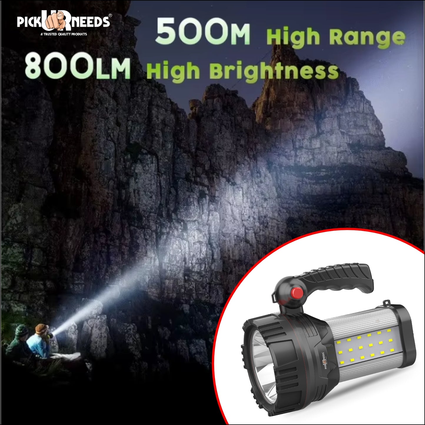 Pick Ur Needs 250W Rechargeable LED Light with 18 SMD High Power Searchlight 1500mAh 12 hrs Torch Emergency Light