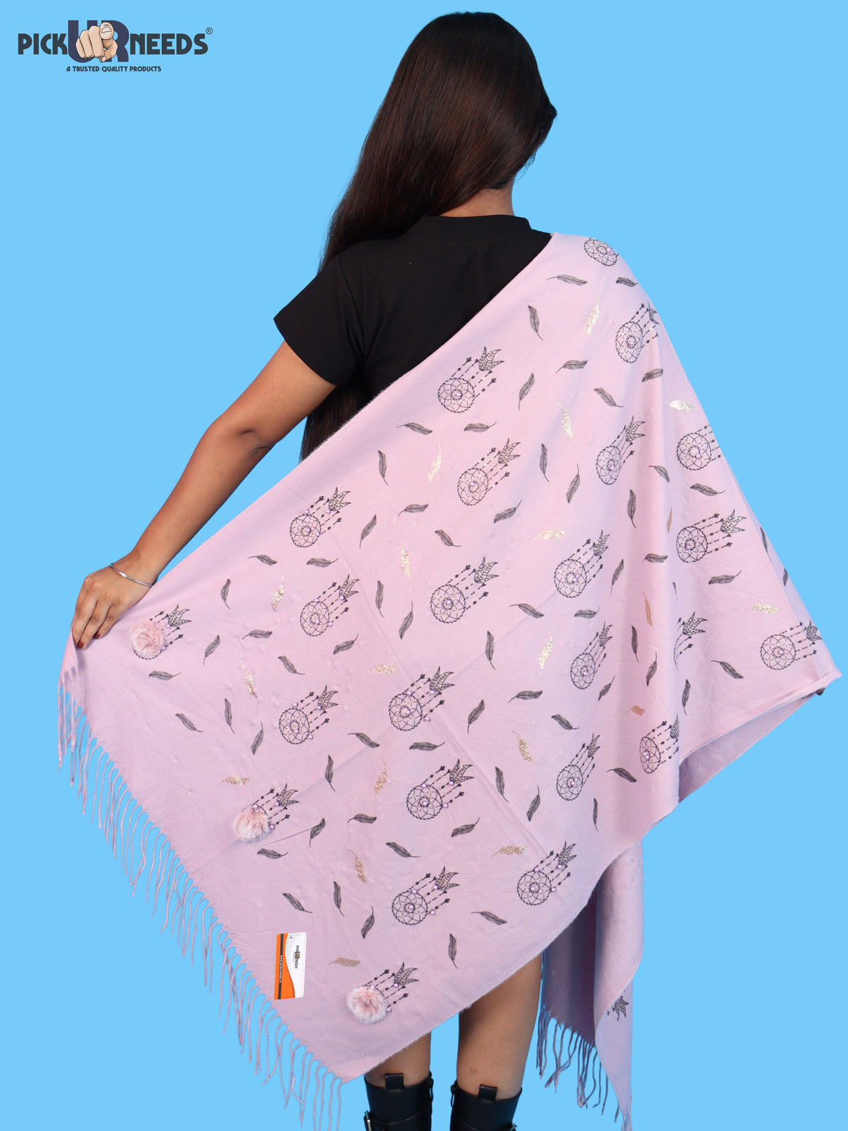 Pick Ur Needs Womens & Girls Muffler & Scarf with Elegant Dreamcatcher Print Soft Warm Lightweight Winter Neck Wrap with Stylish Fringes