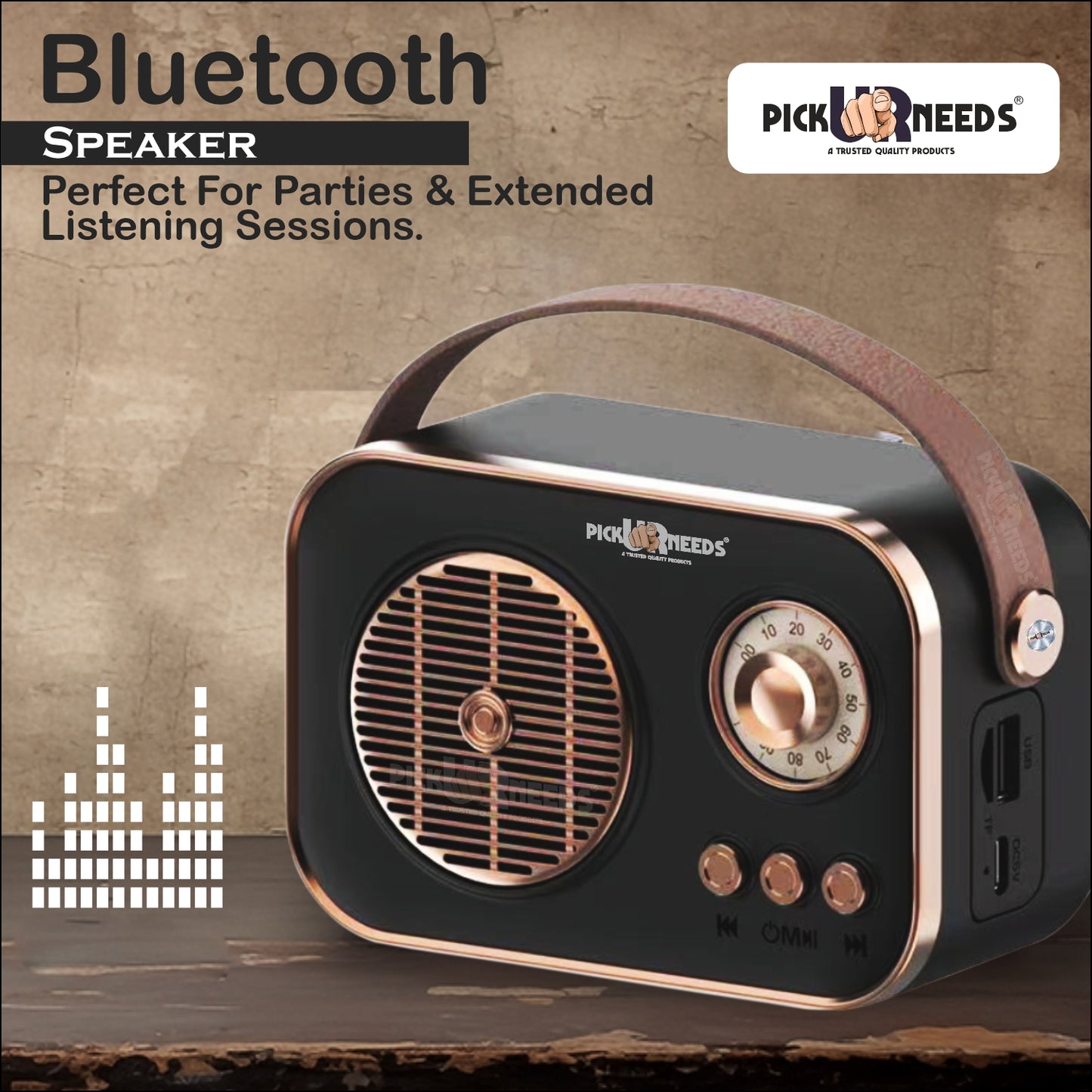 Pick Ur Needs Portable Wireless Bluetooth Speaker With Premium Design TF Card/ USB Support TWS 5 W Bluetooth Speaker  (Cream, 5.0 Channel)