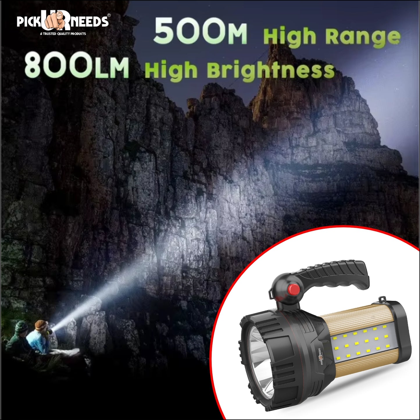 Pick Ur Needs 250W Rechargeable LED Light with 18 SMD High Power Searchlight 1500mAh 12 hrs Torch Emergency Light