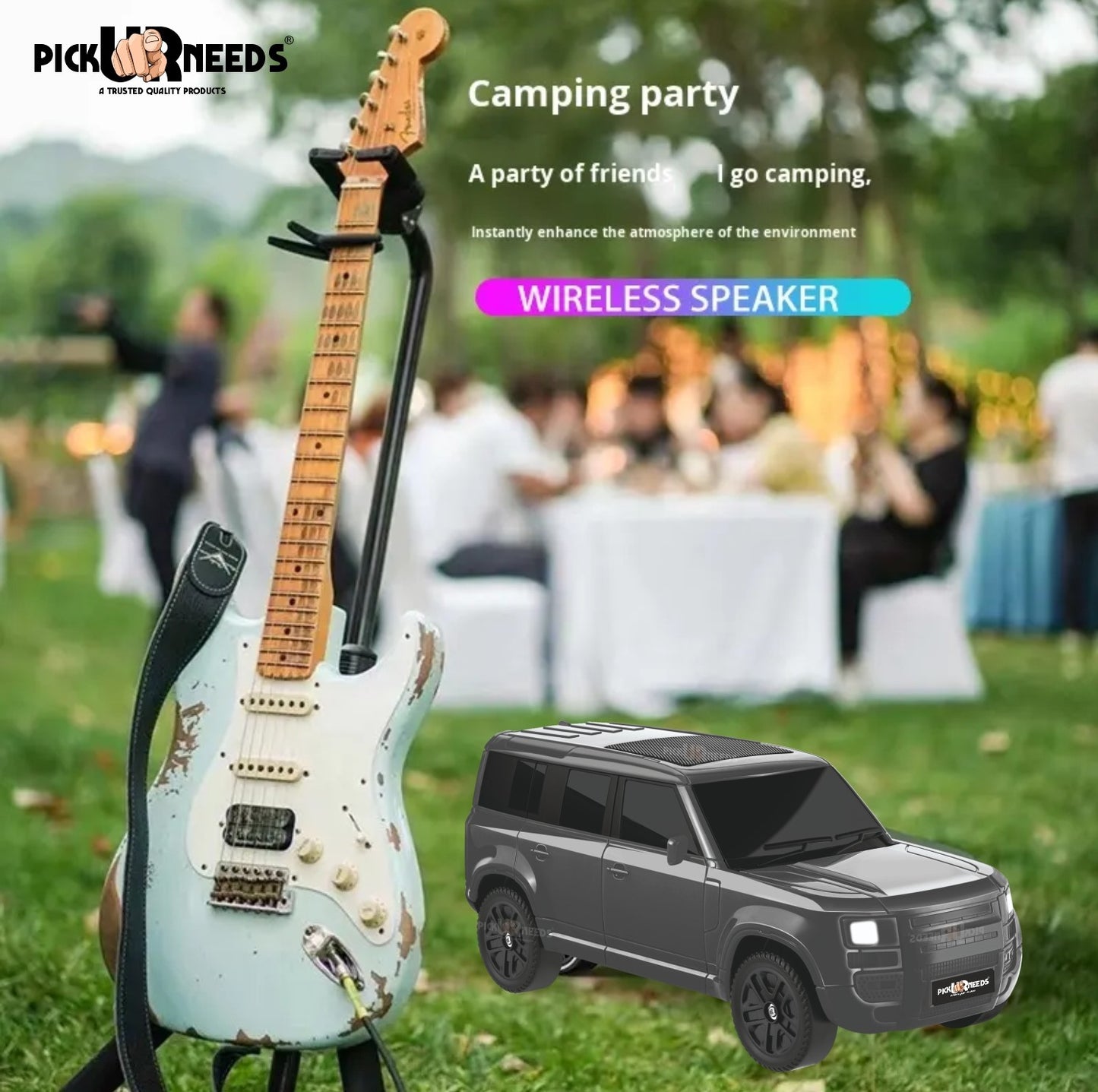 Pick Ur Needs Portable 10W Car Shape Bluetooth Wireless Speaker with Deep Bass 1200mAh Battery Support FM Radio, USB, TF Card, TWS Stylish SUV Design