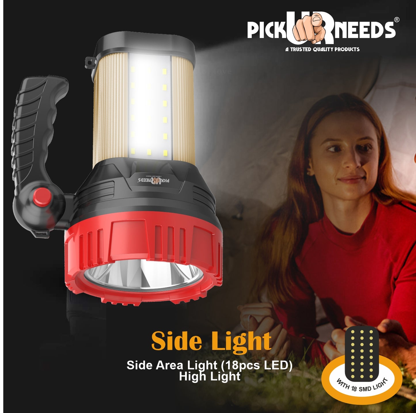 Pick Ur Needs 250W Rechargeable LED Light with 18 SMD High Power Searchlight 1500mAh 12 hrs Torch Emergency Light